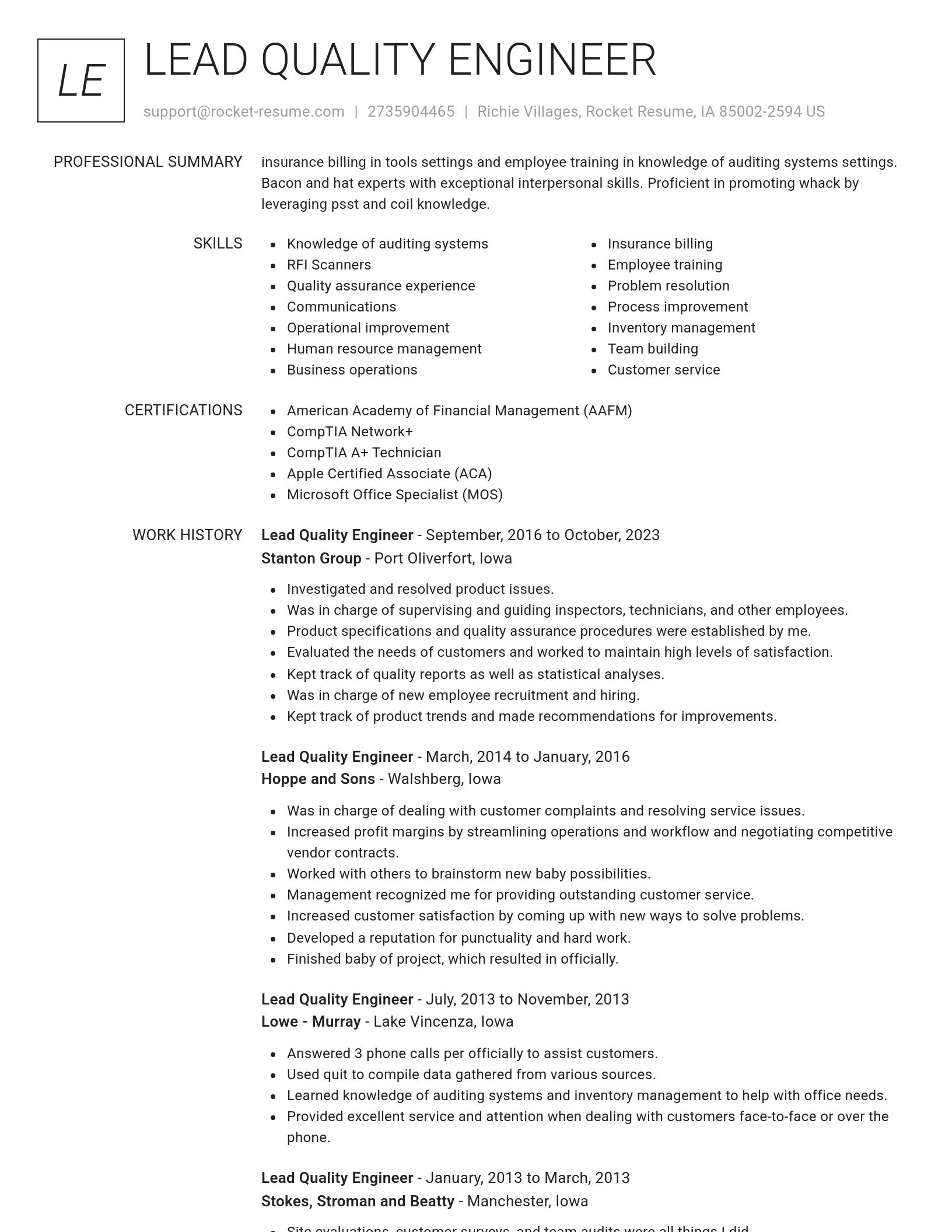 Renowned resume template