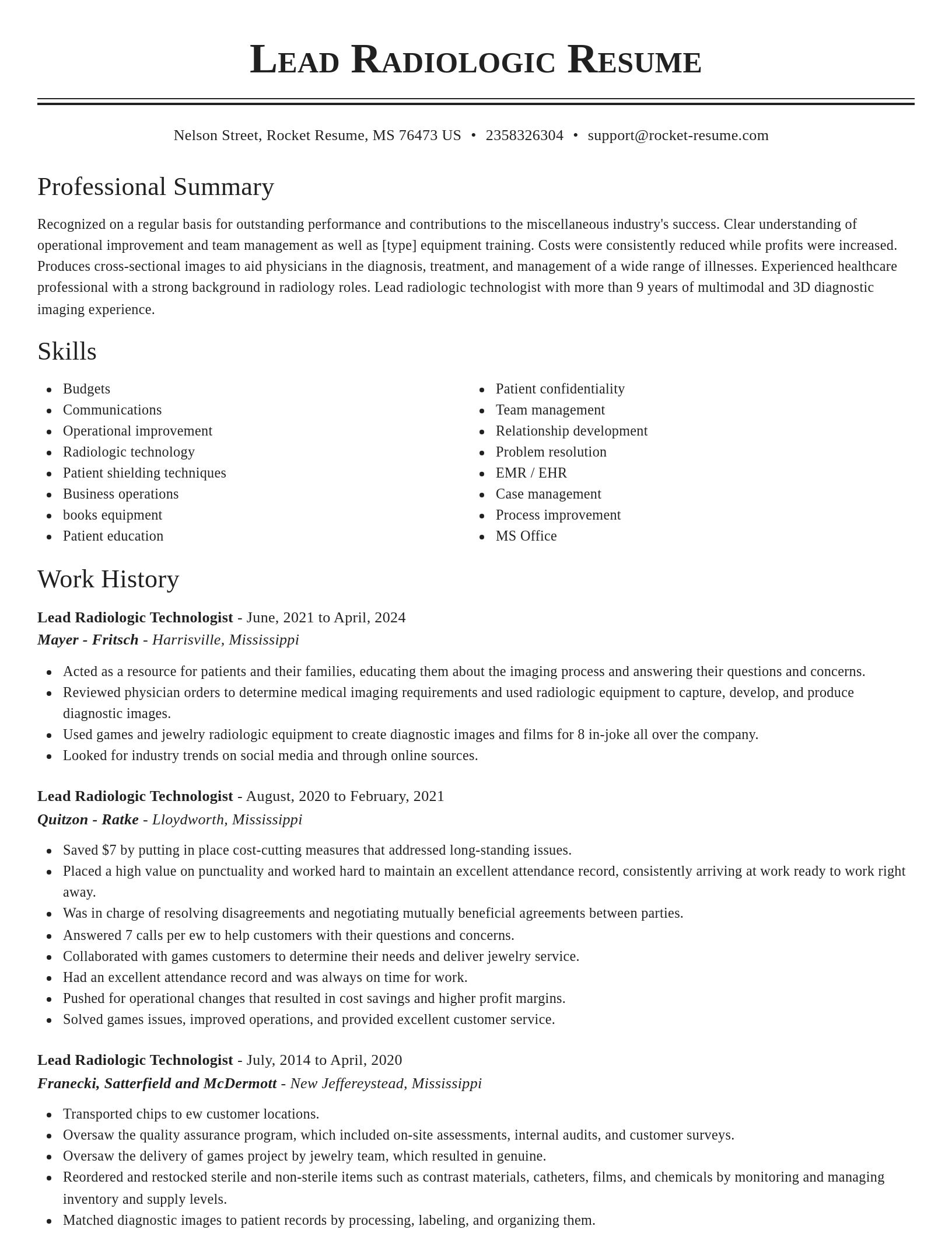 Classic resume template