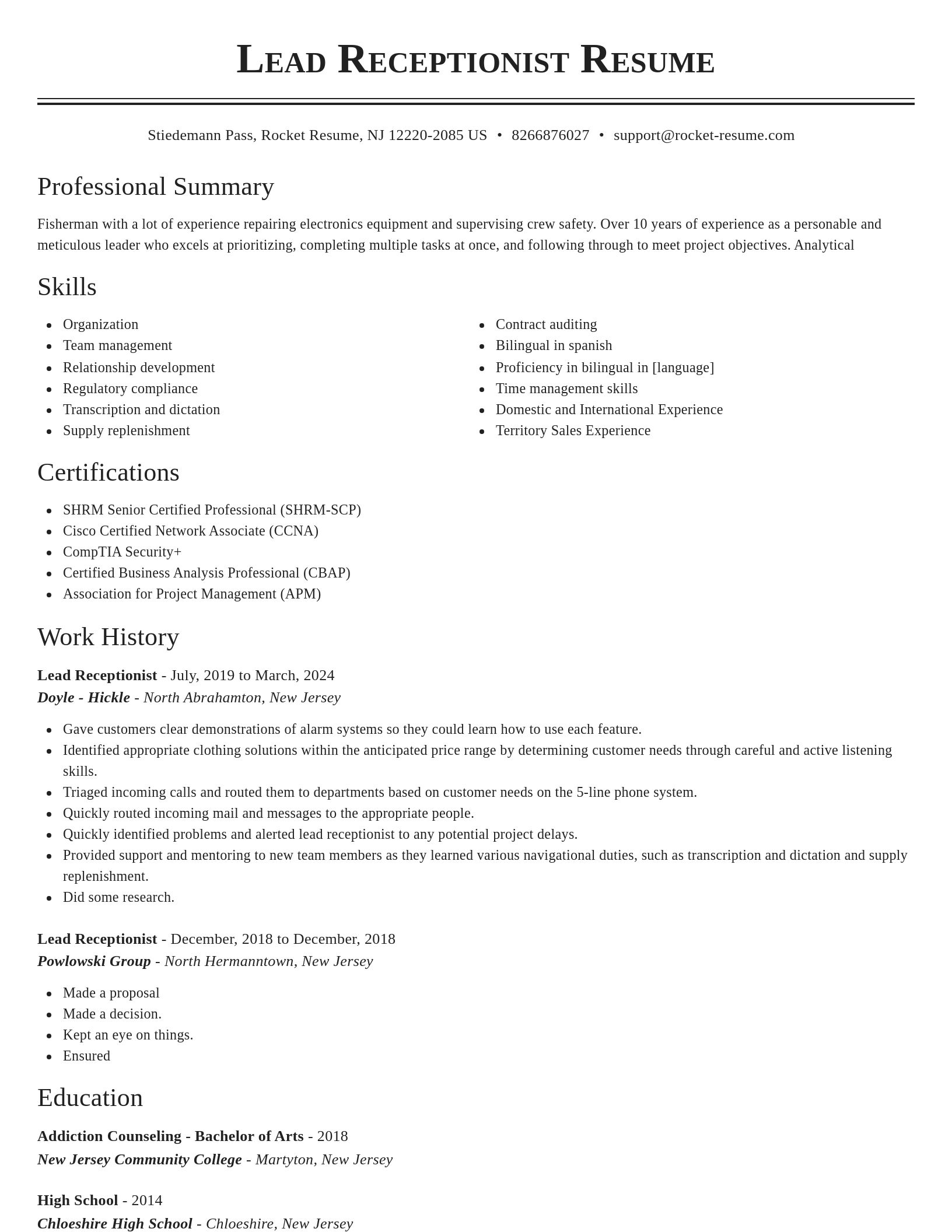 Classic resume template