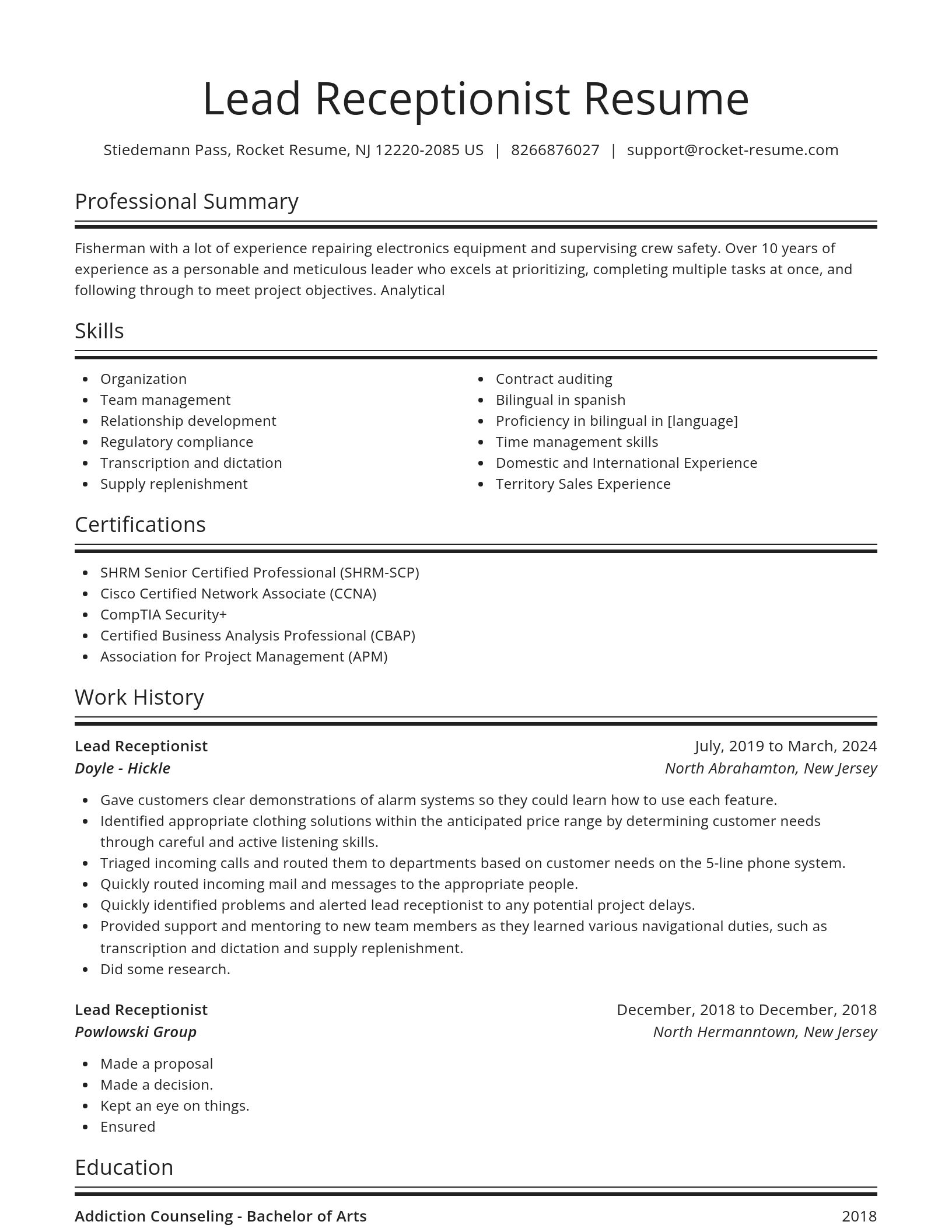 Spotlight resume template