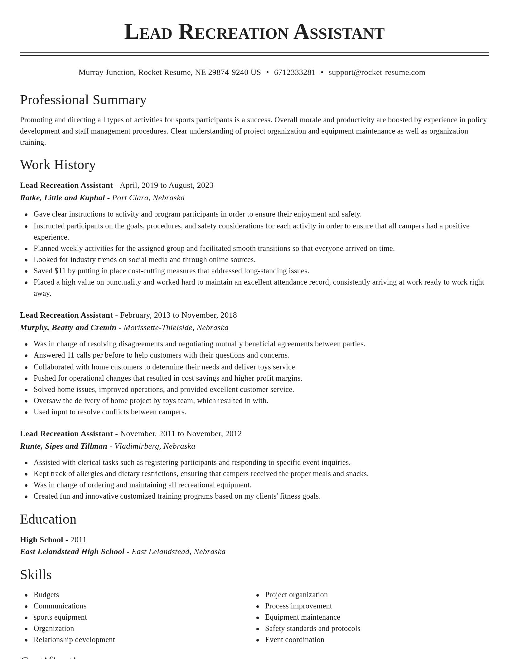 Classic resume template