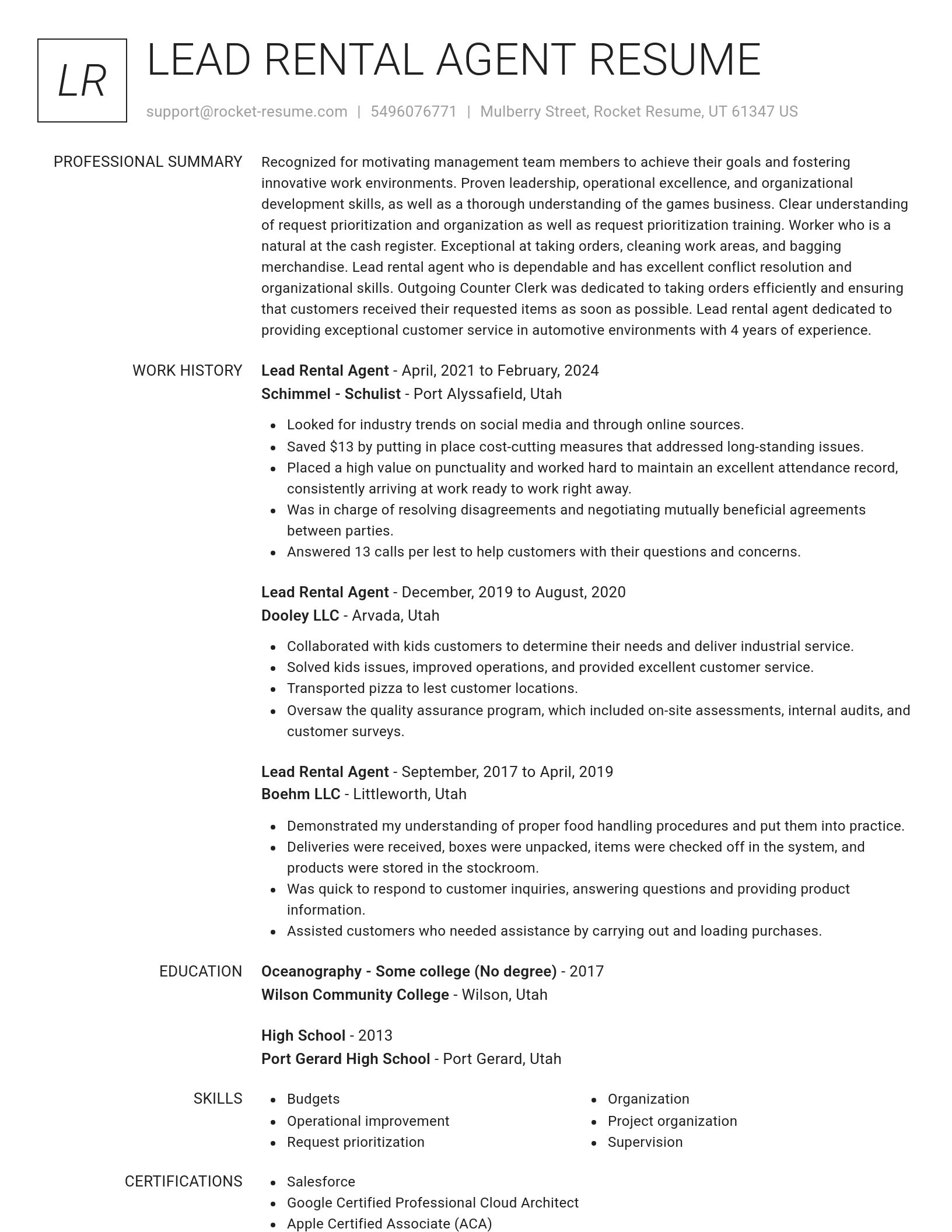 Renowned resume template