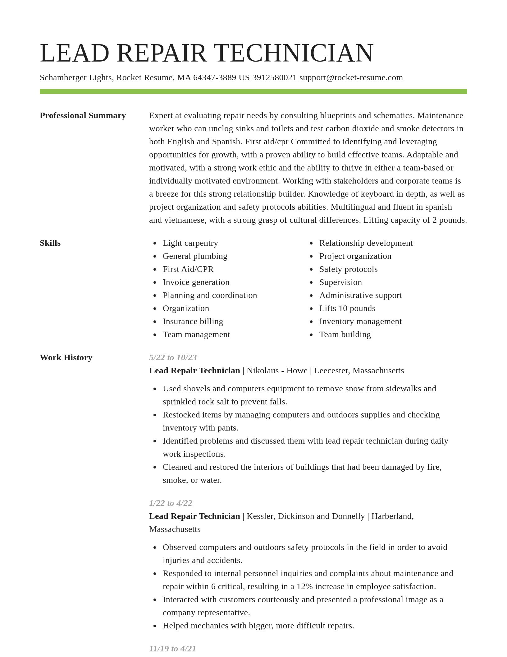 Smart resume template