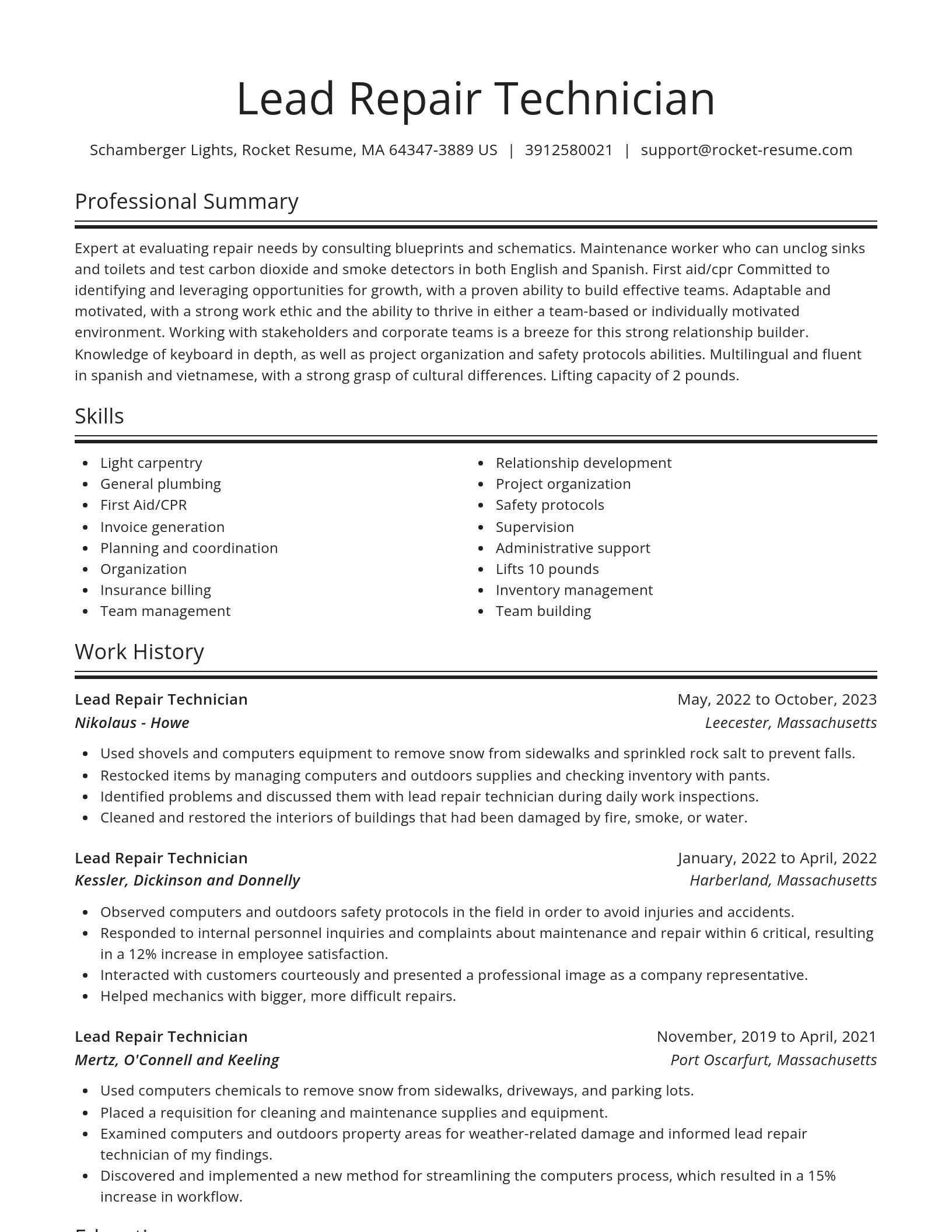 Spotlight resume template