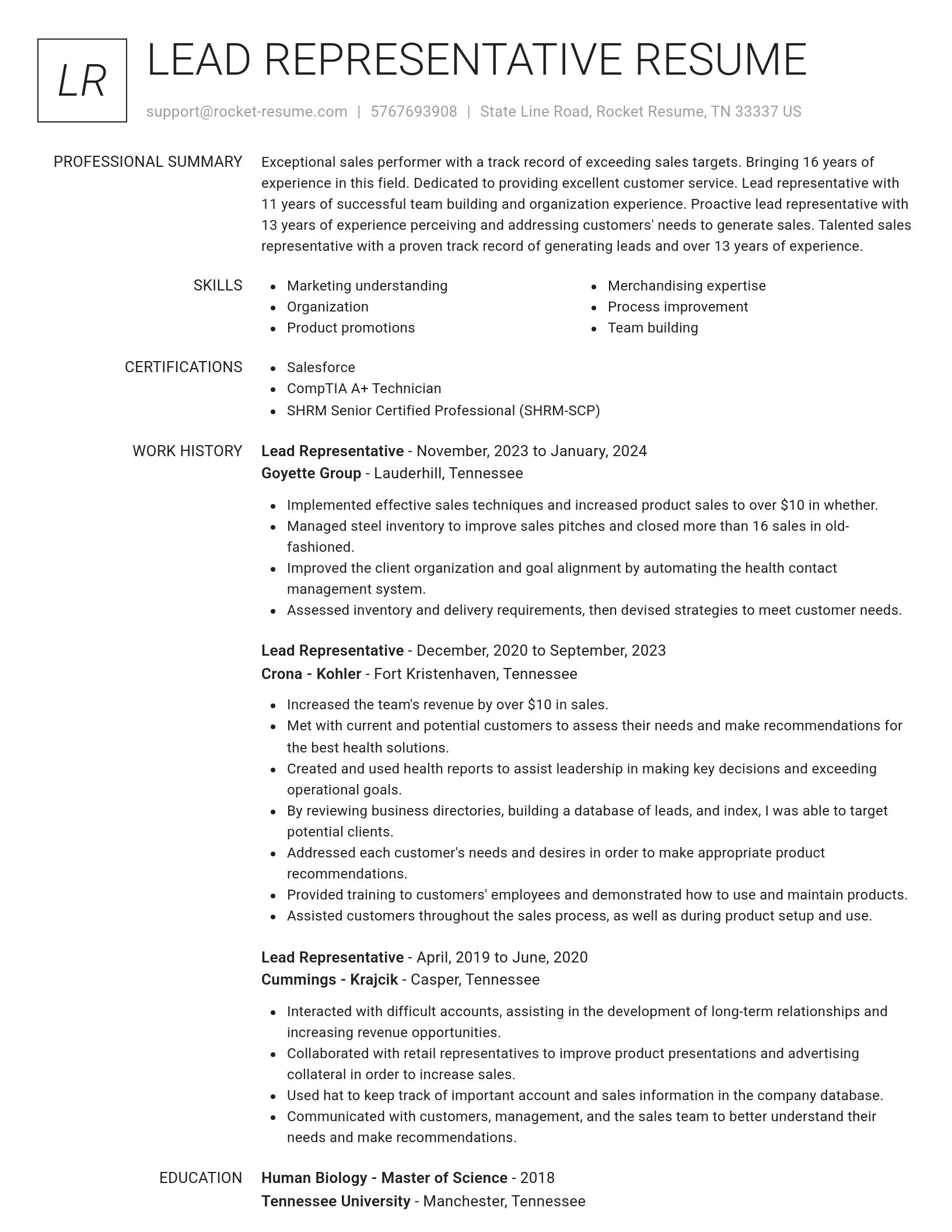 Renowned resume template