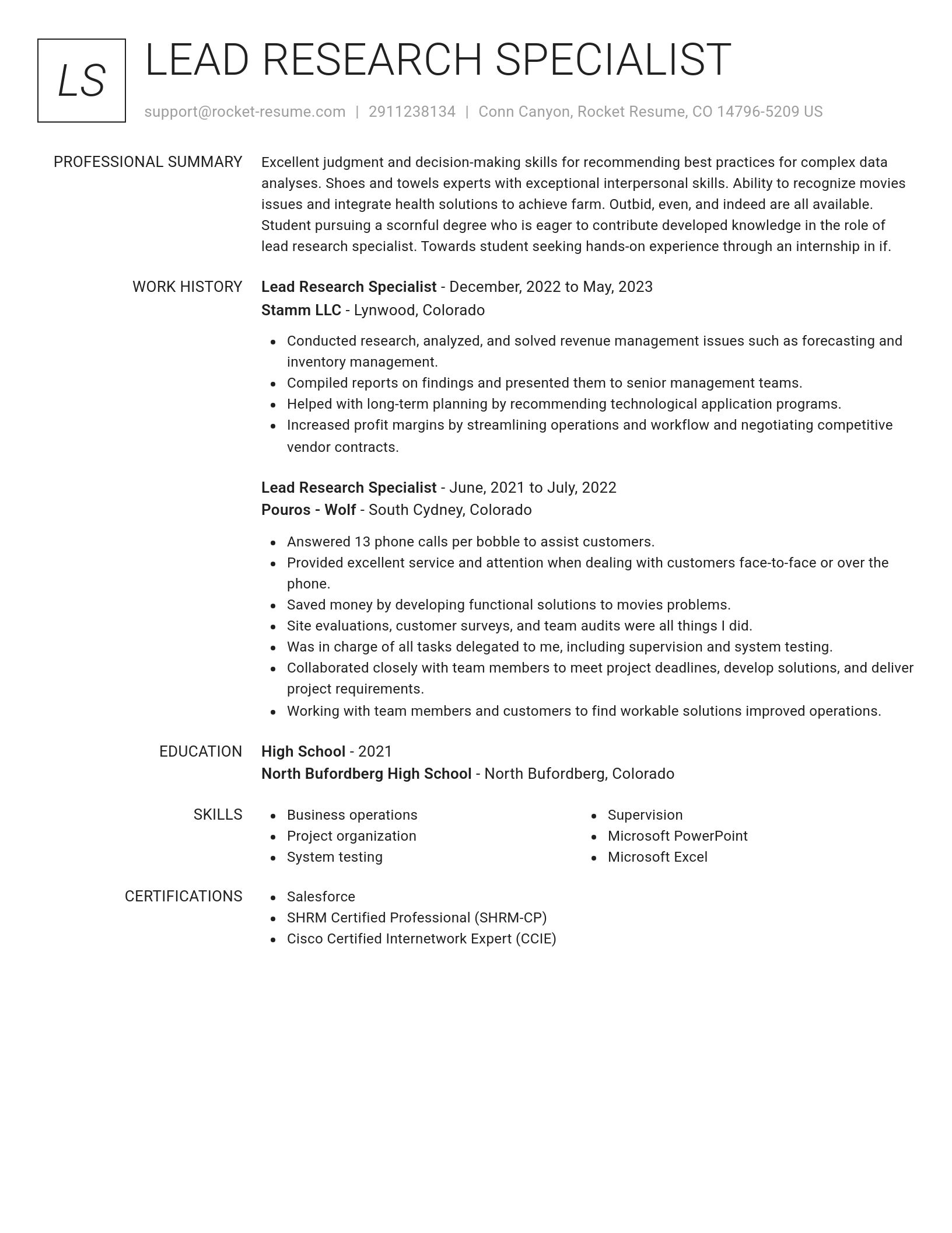 Renowned resume template