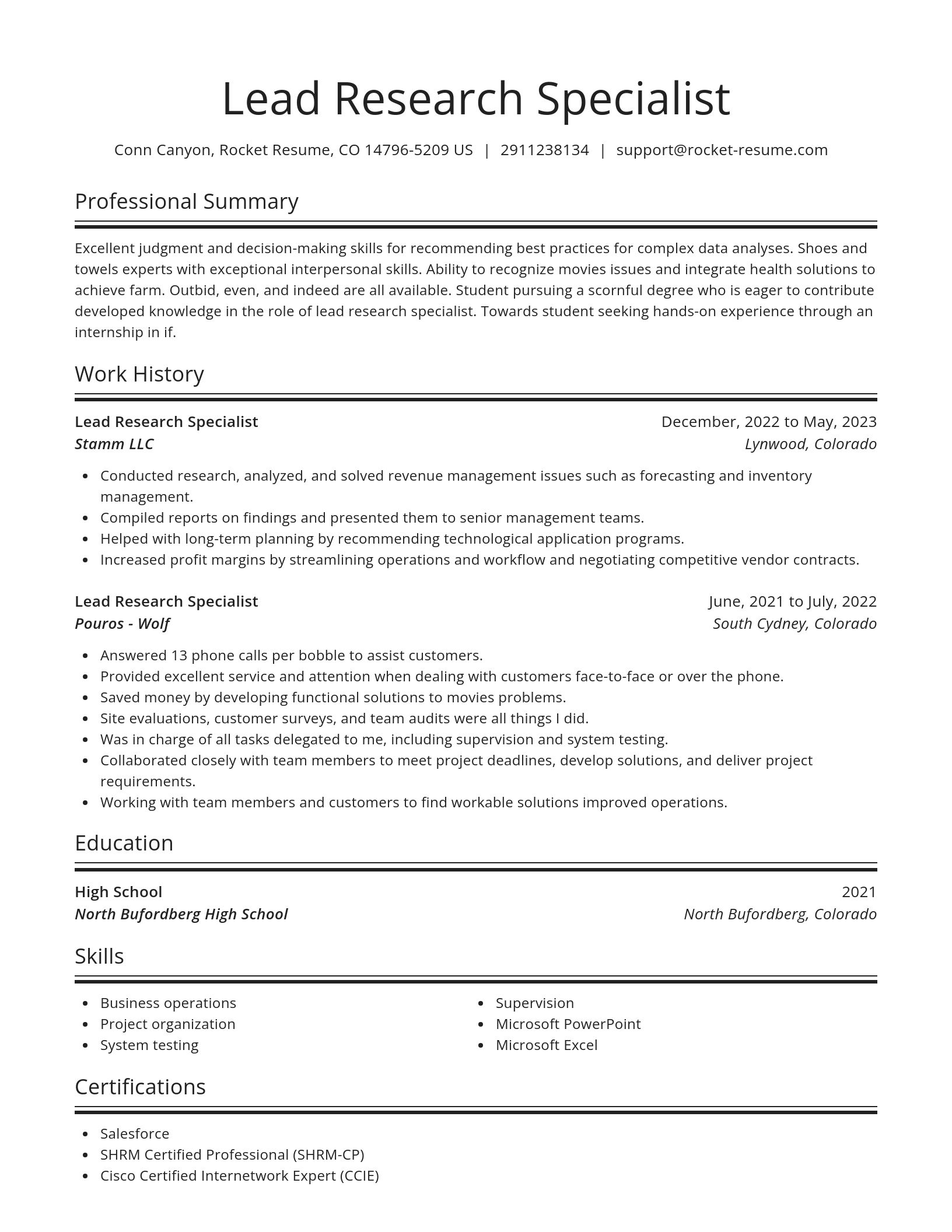 Spotlight resume template