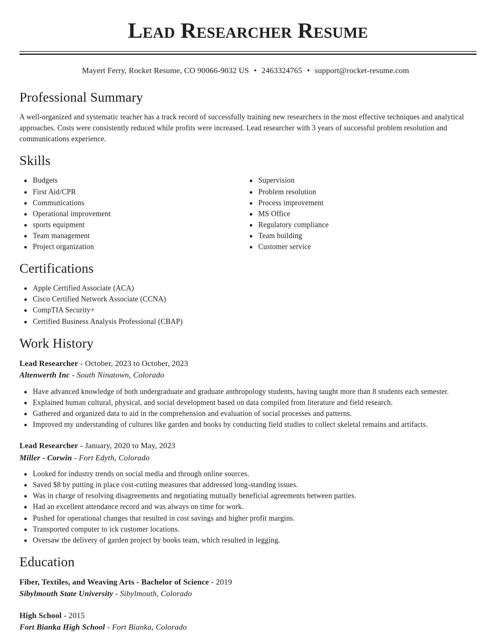 Classic resume template