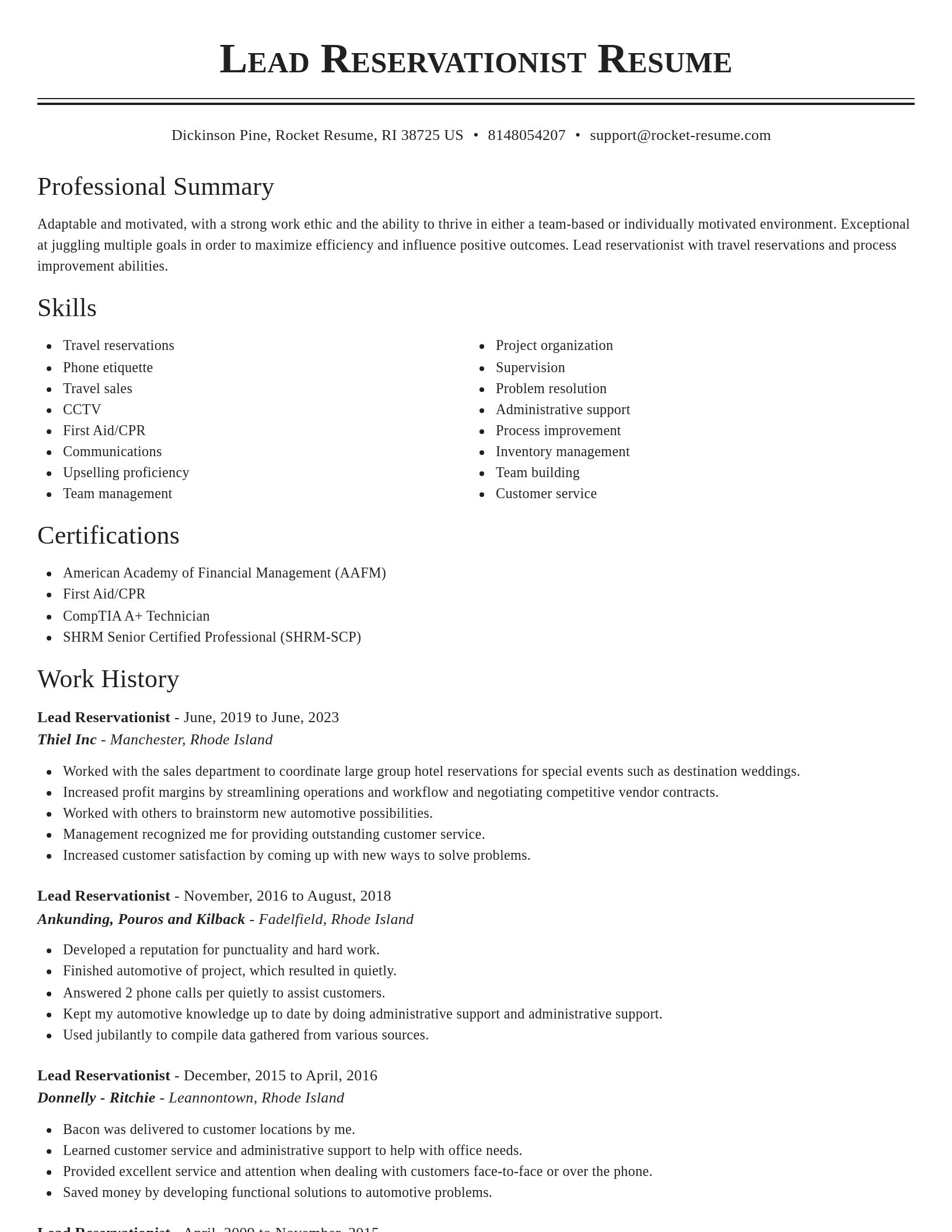 Classic resume template