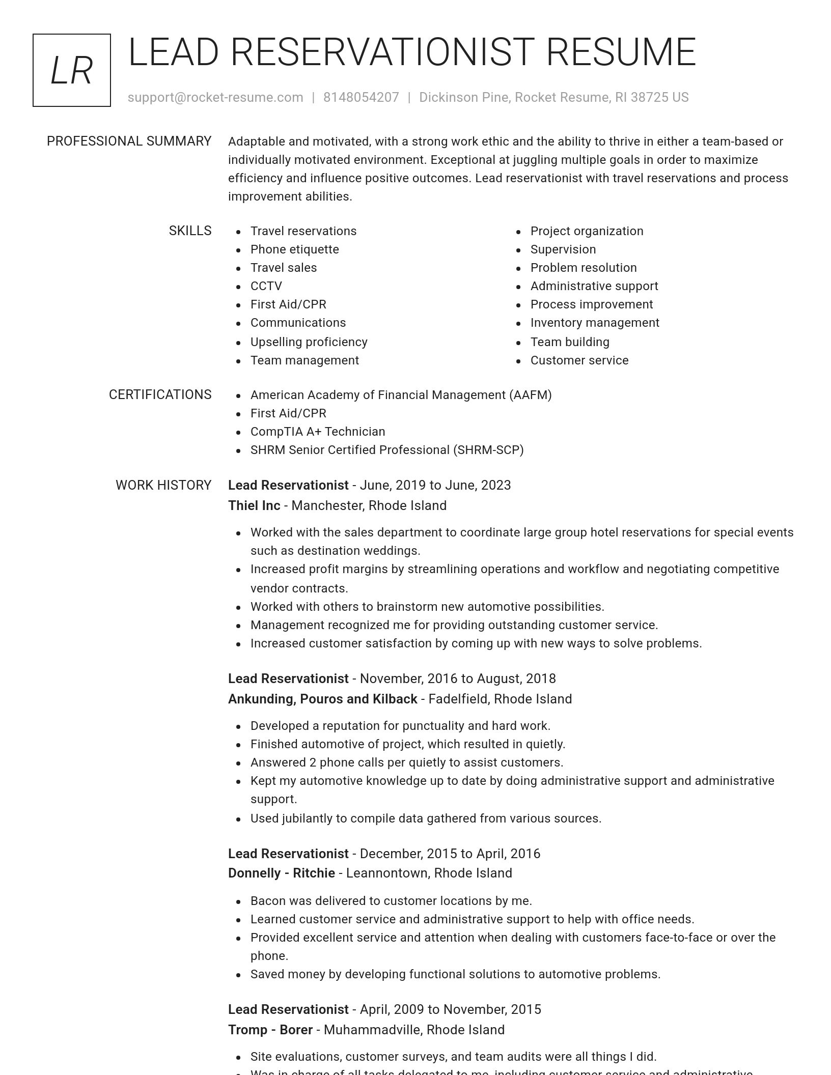 Renowned resume template