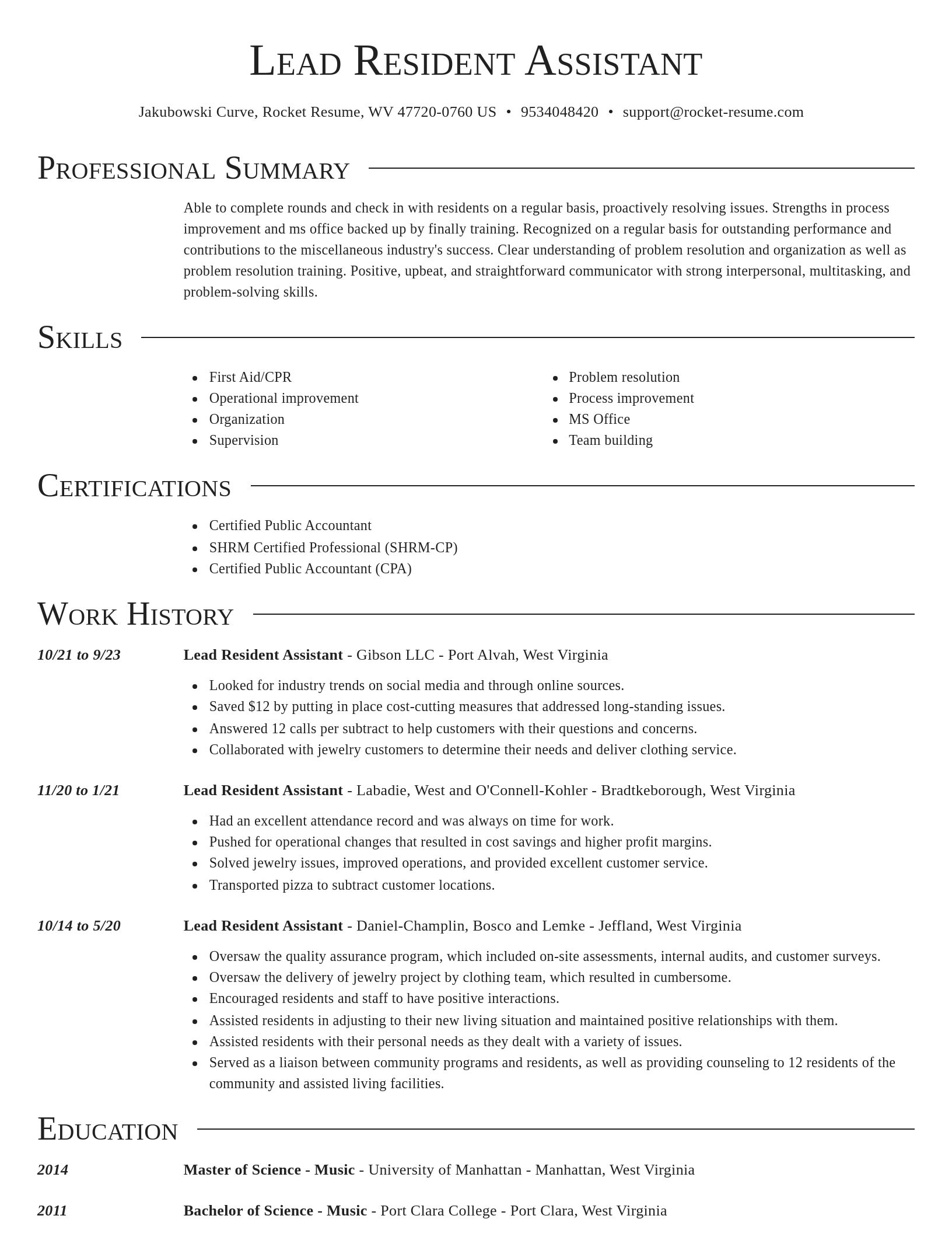 Director resume template
