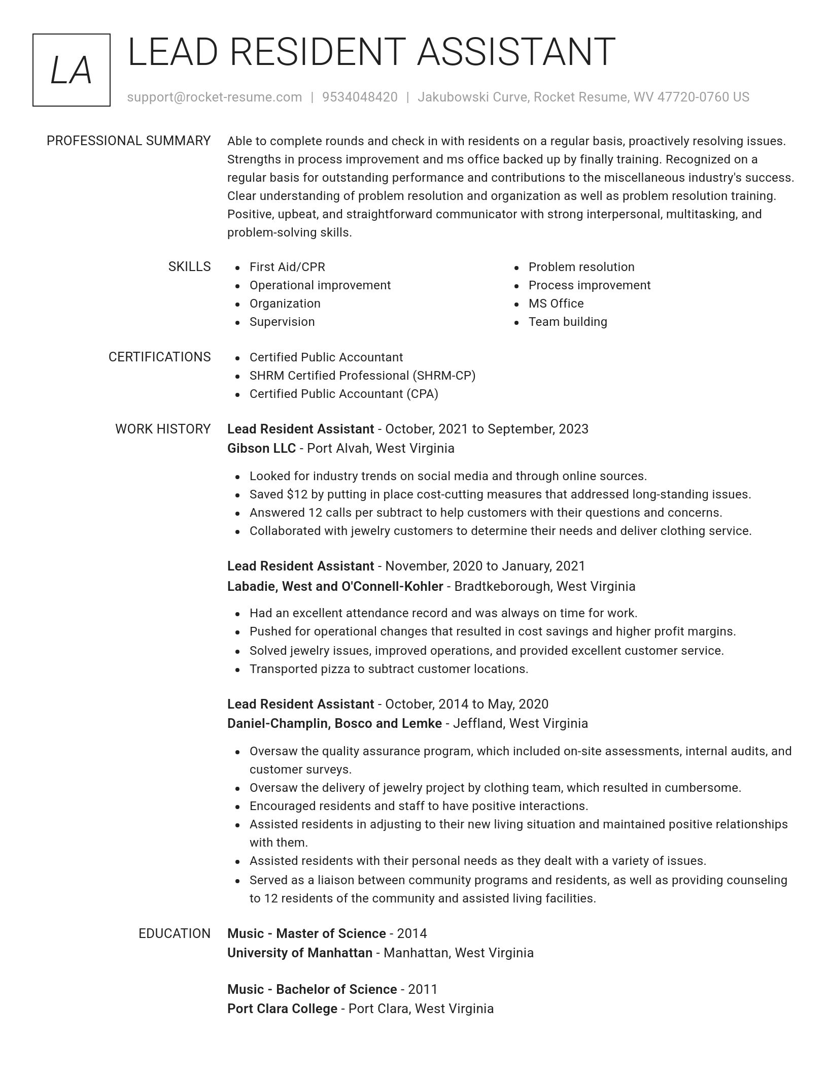 Renowned resume template