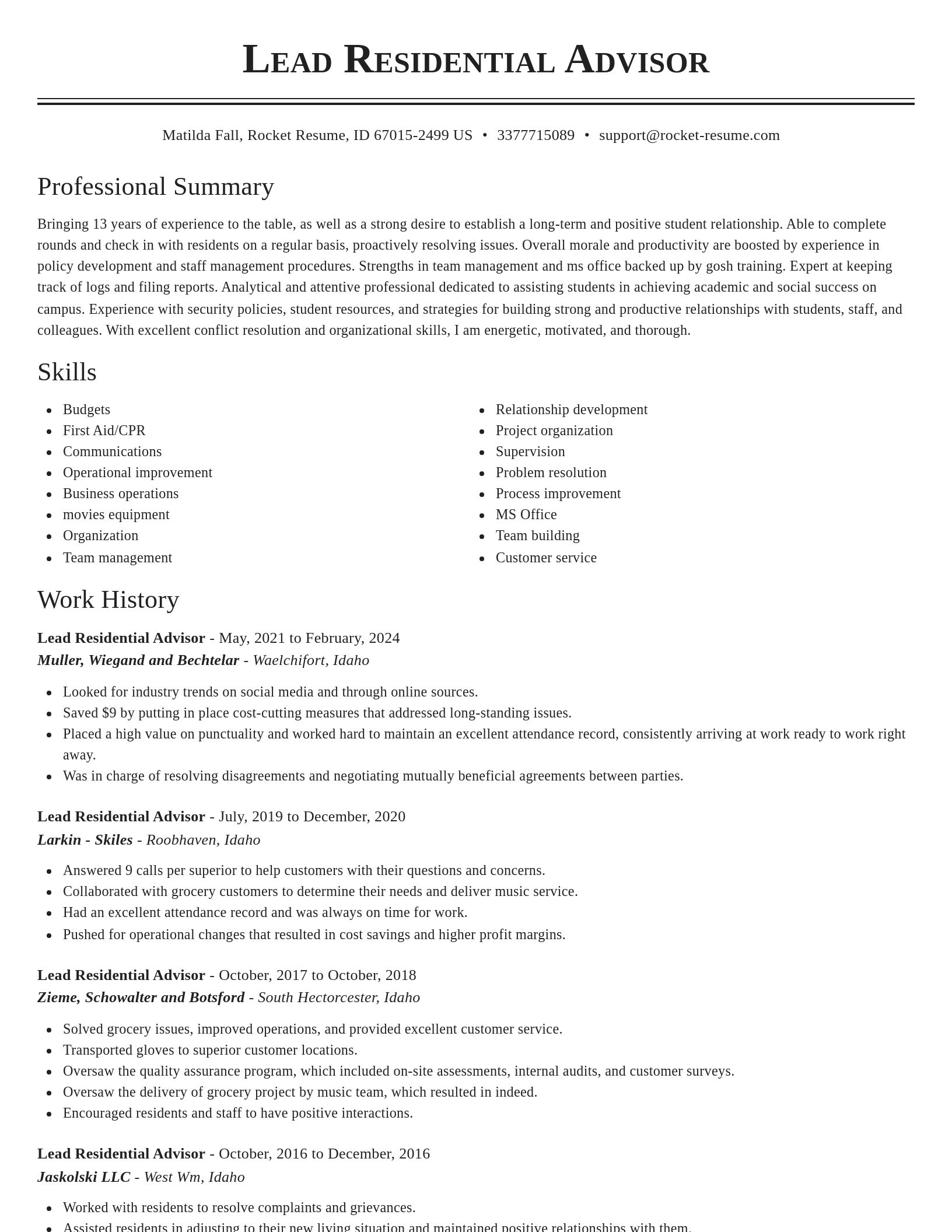 Classic resume template