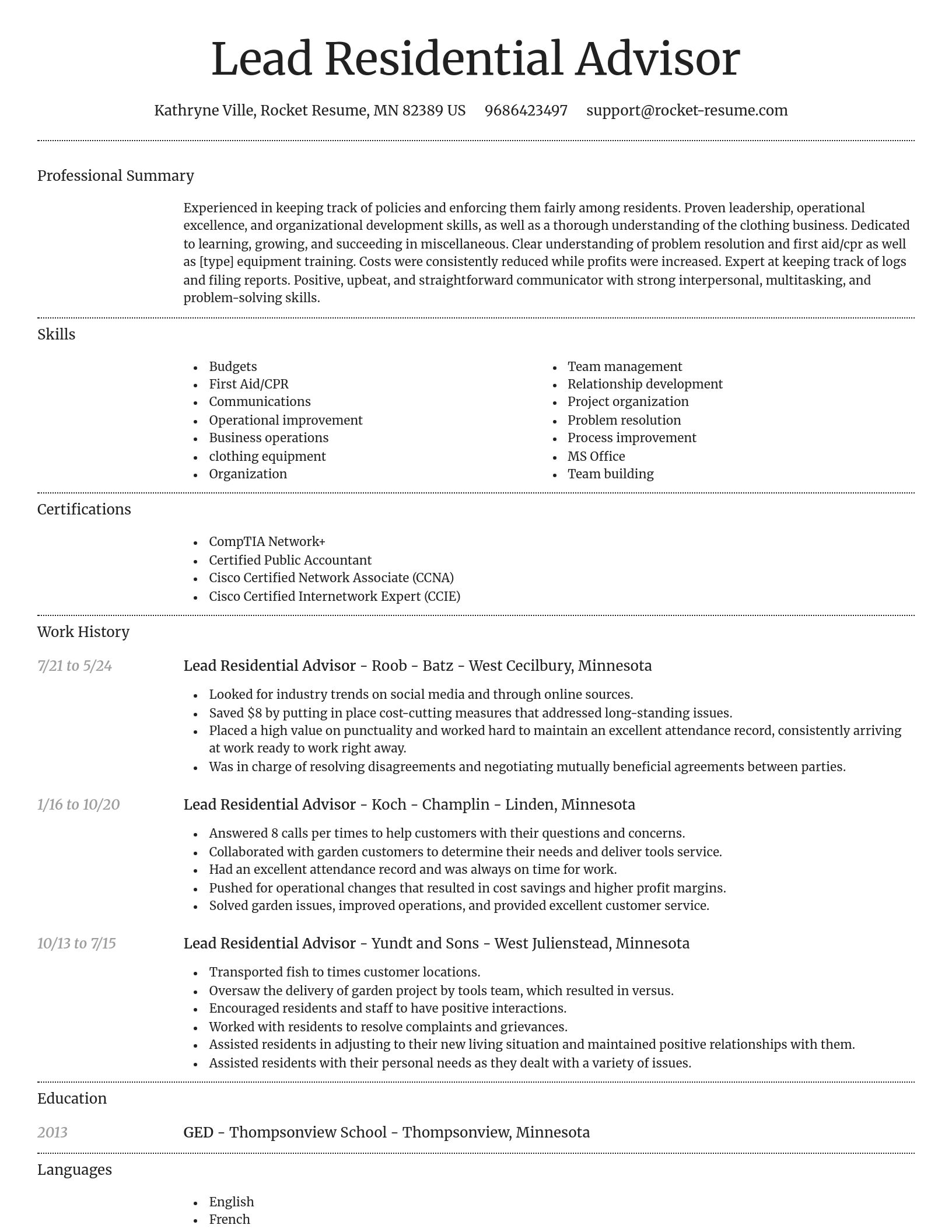 Dignified resume template