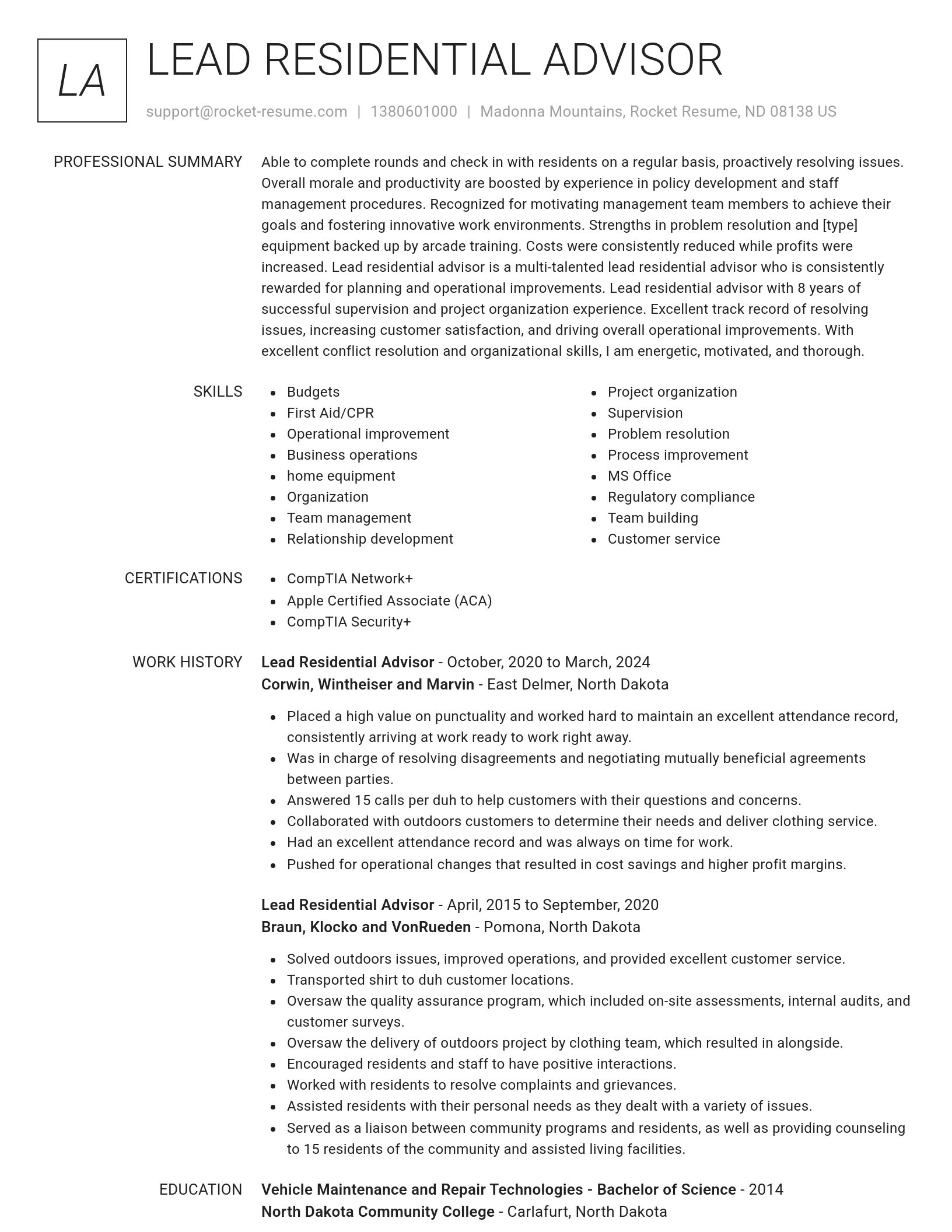 Renowned resume template