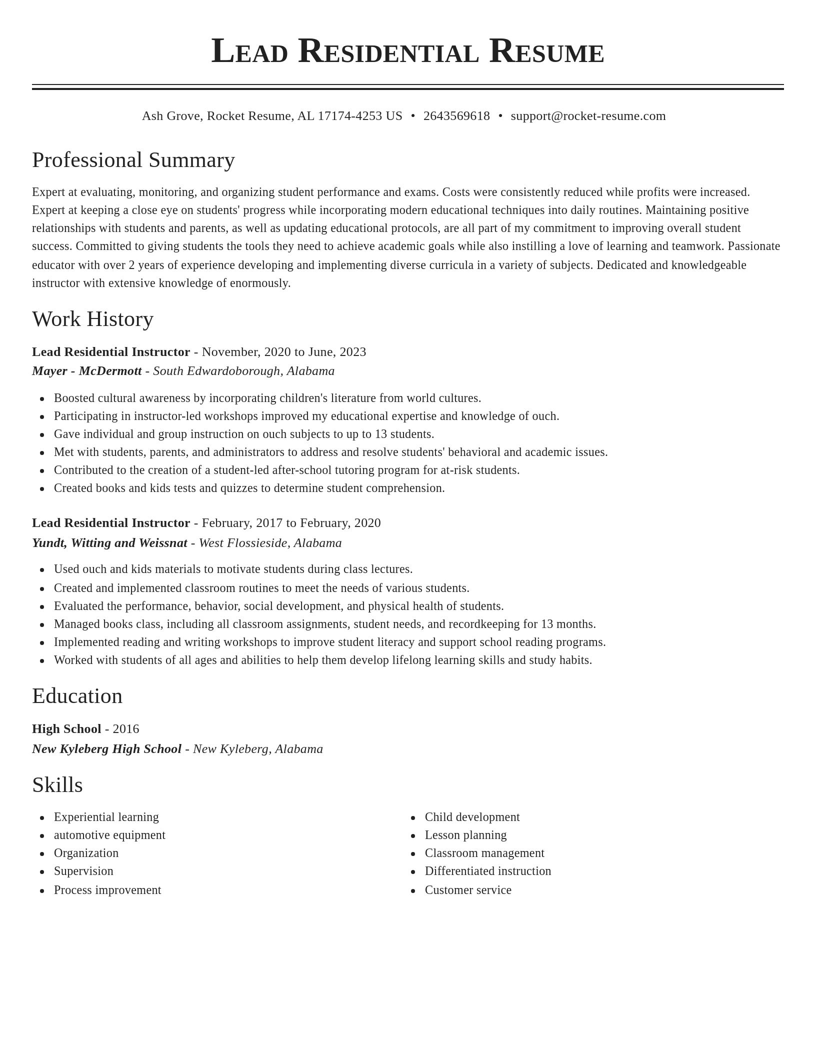 Classic resume template