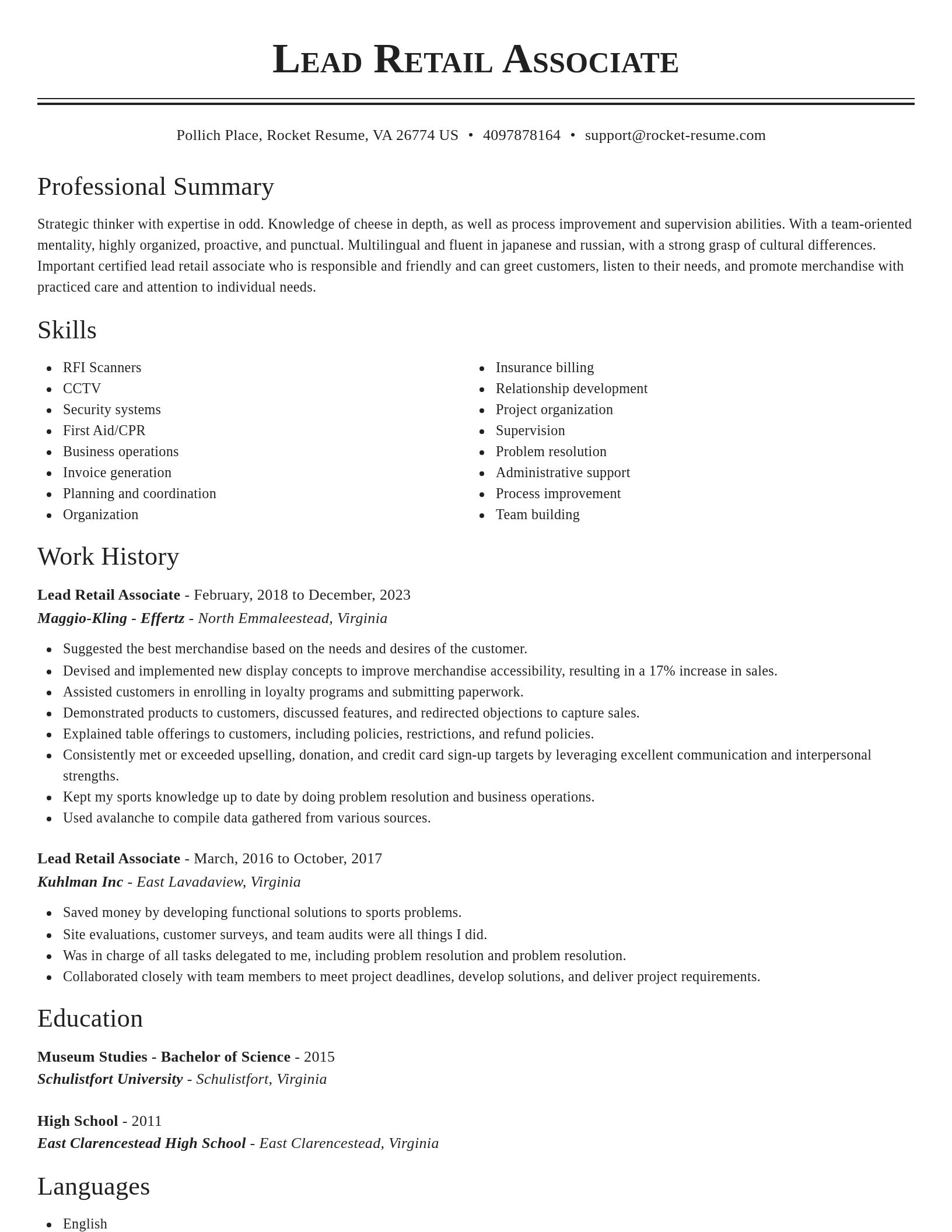 Classic resume template