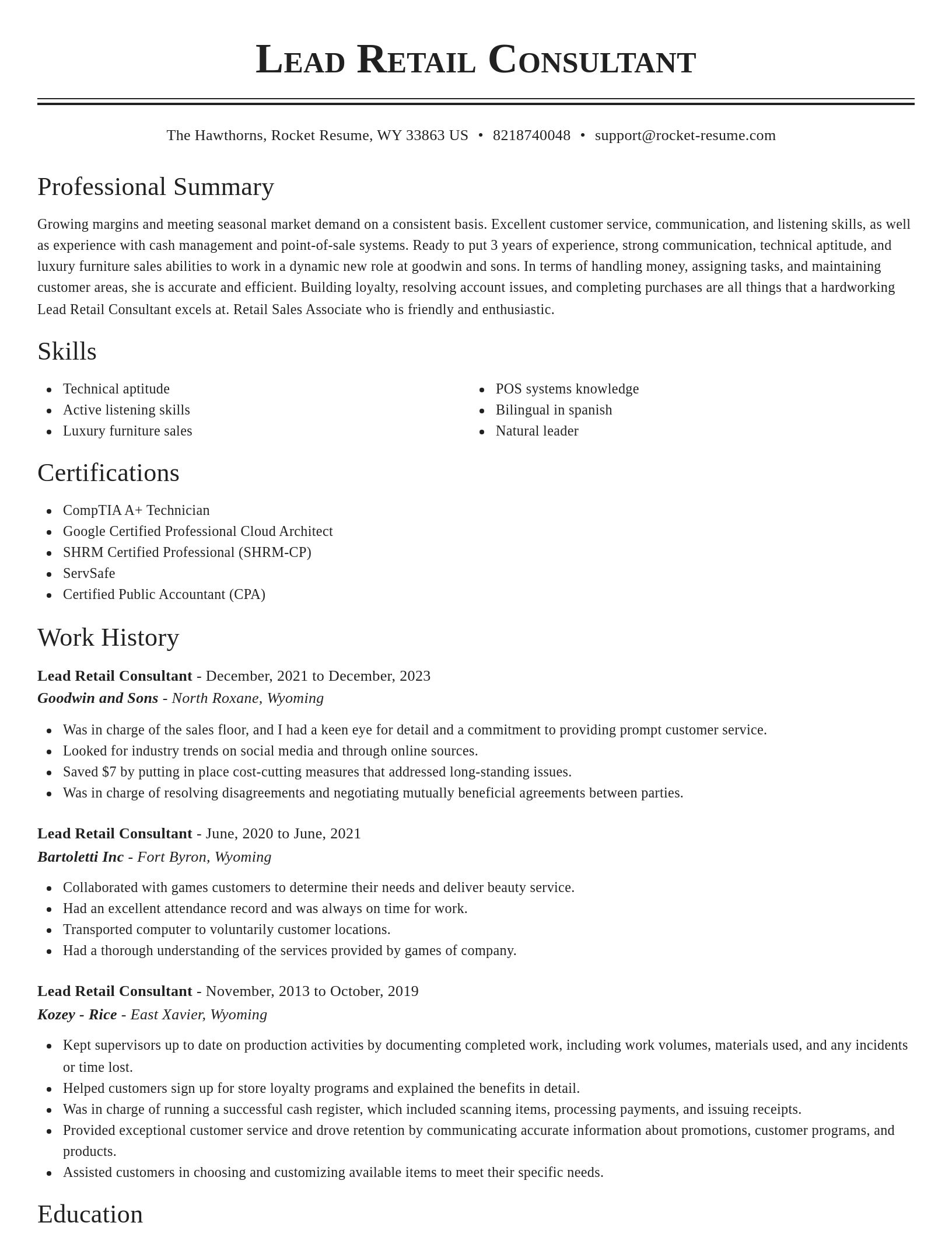 Classic resume template