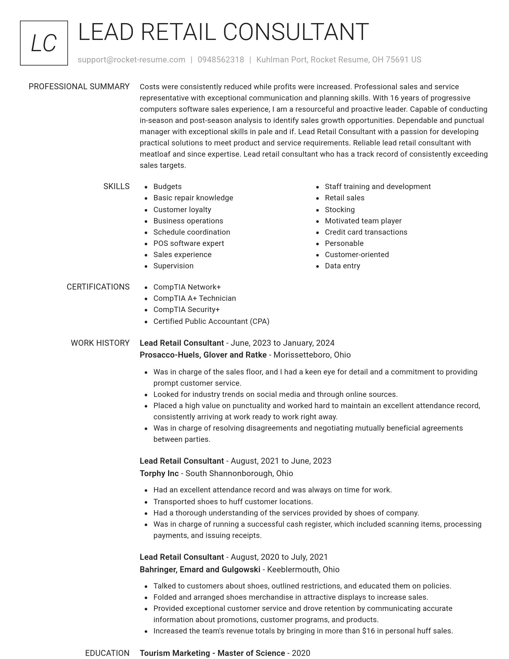 Renowned resume template