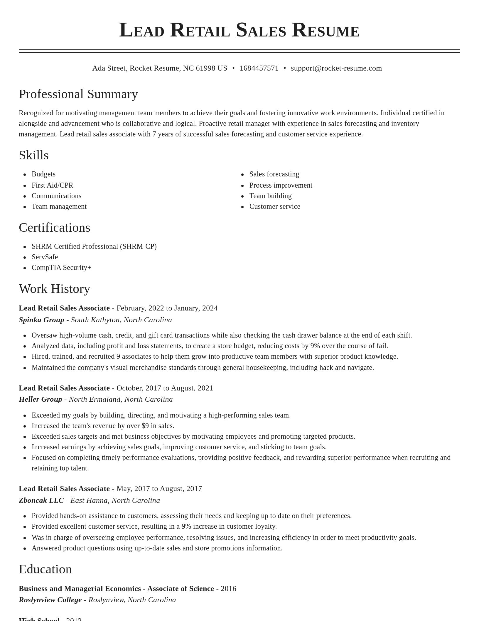 Classic resume template