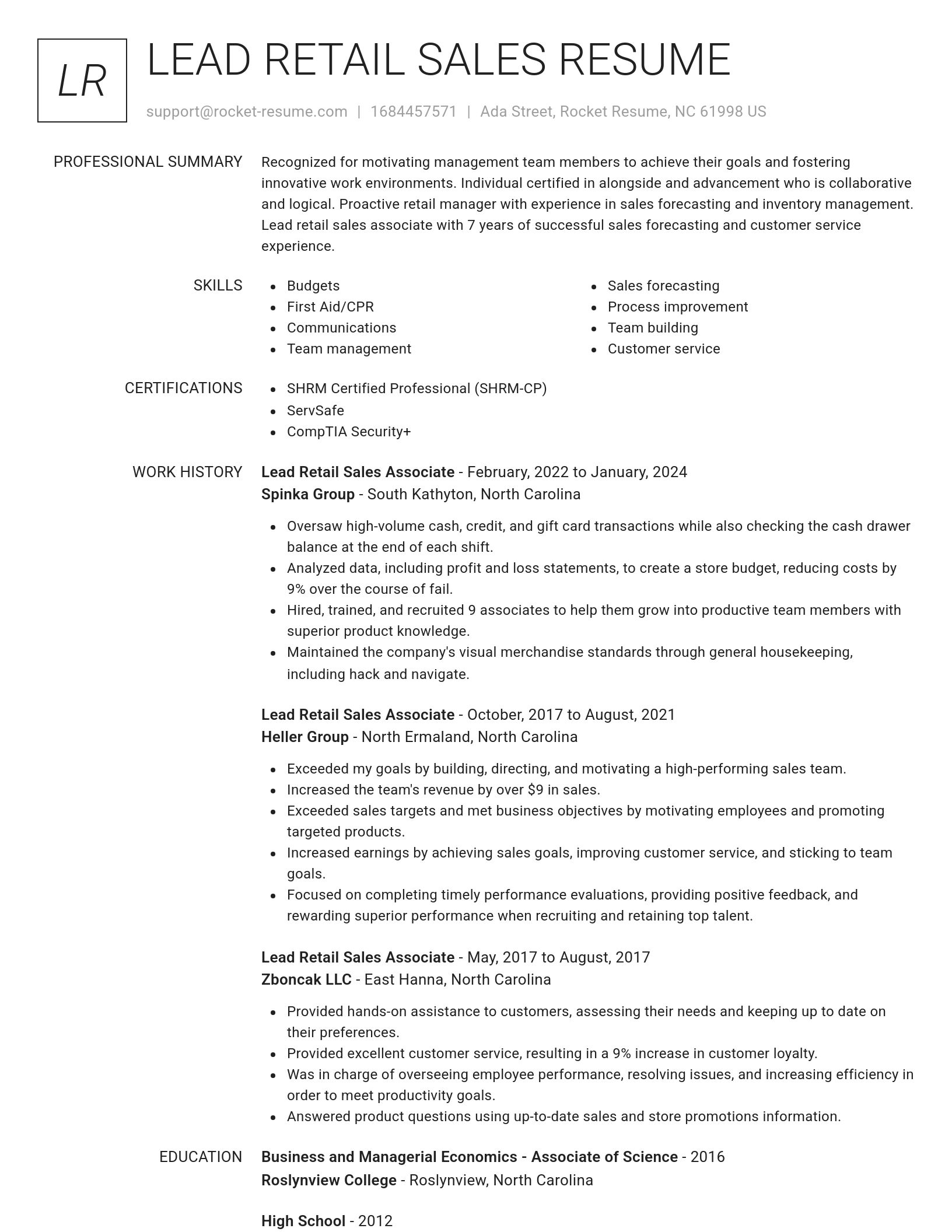 Renowned resume template