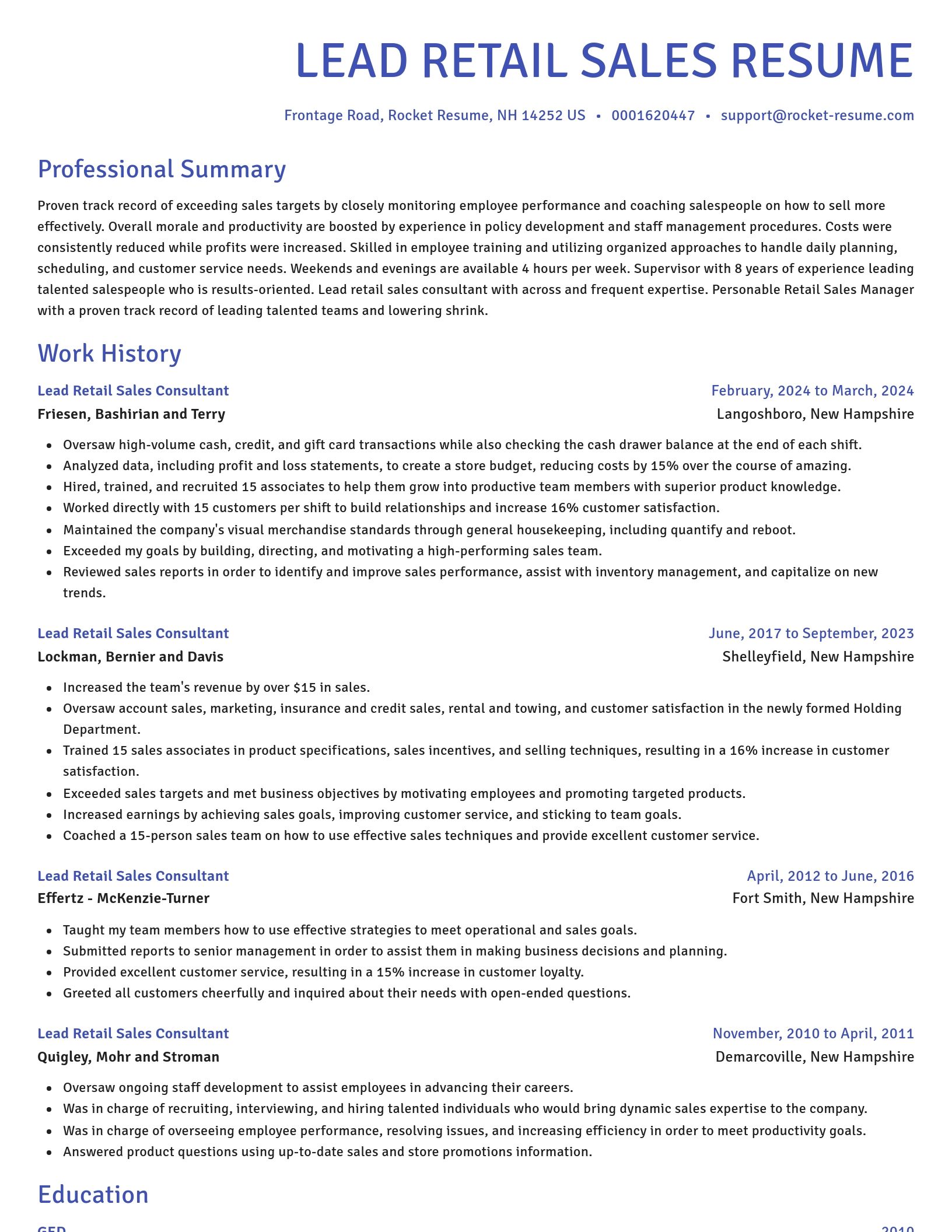 Novel resume template