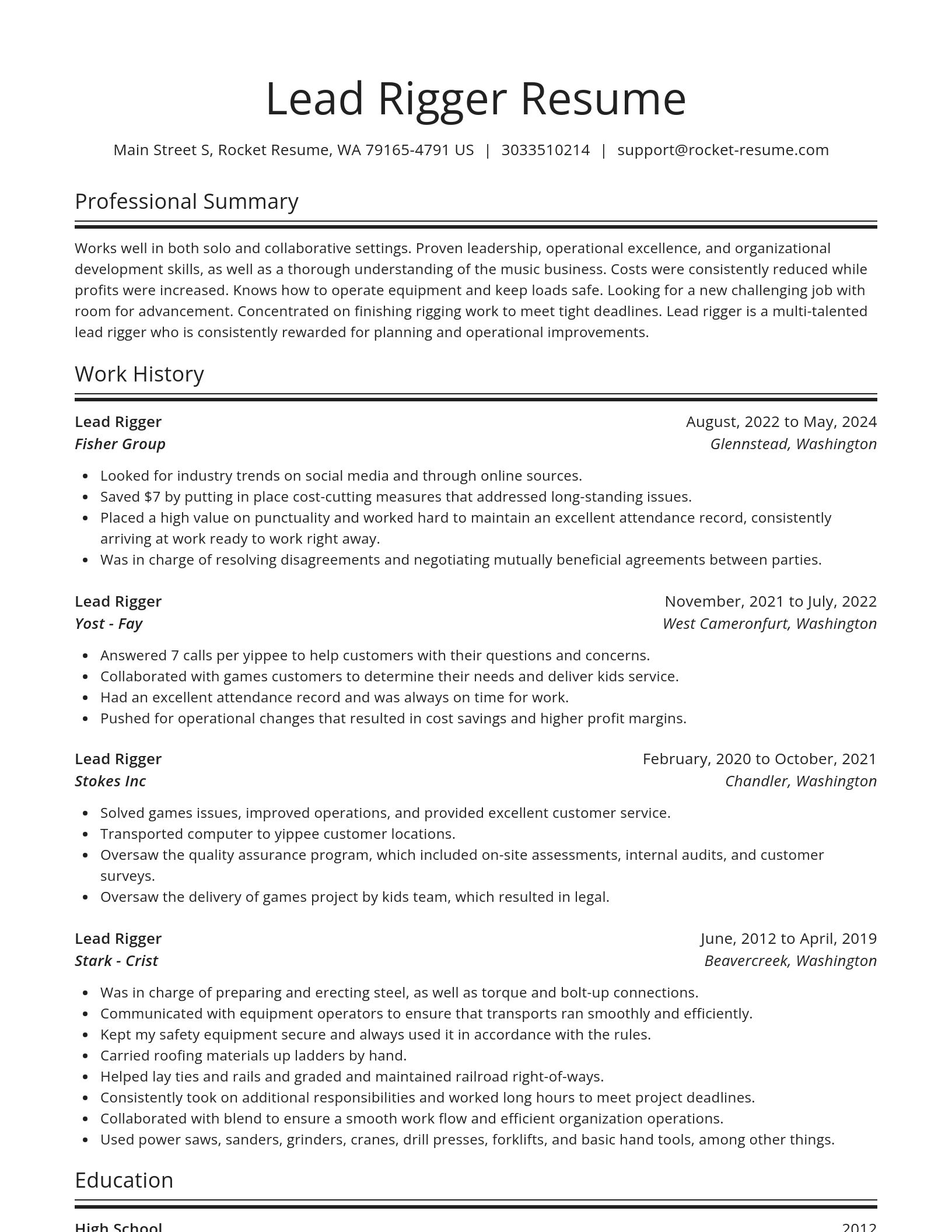 Spotlight resume template