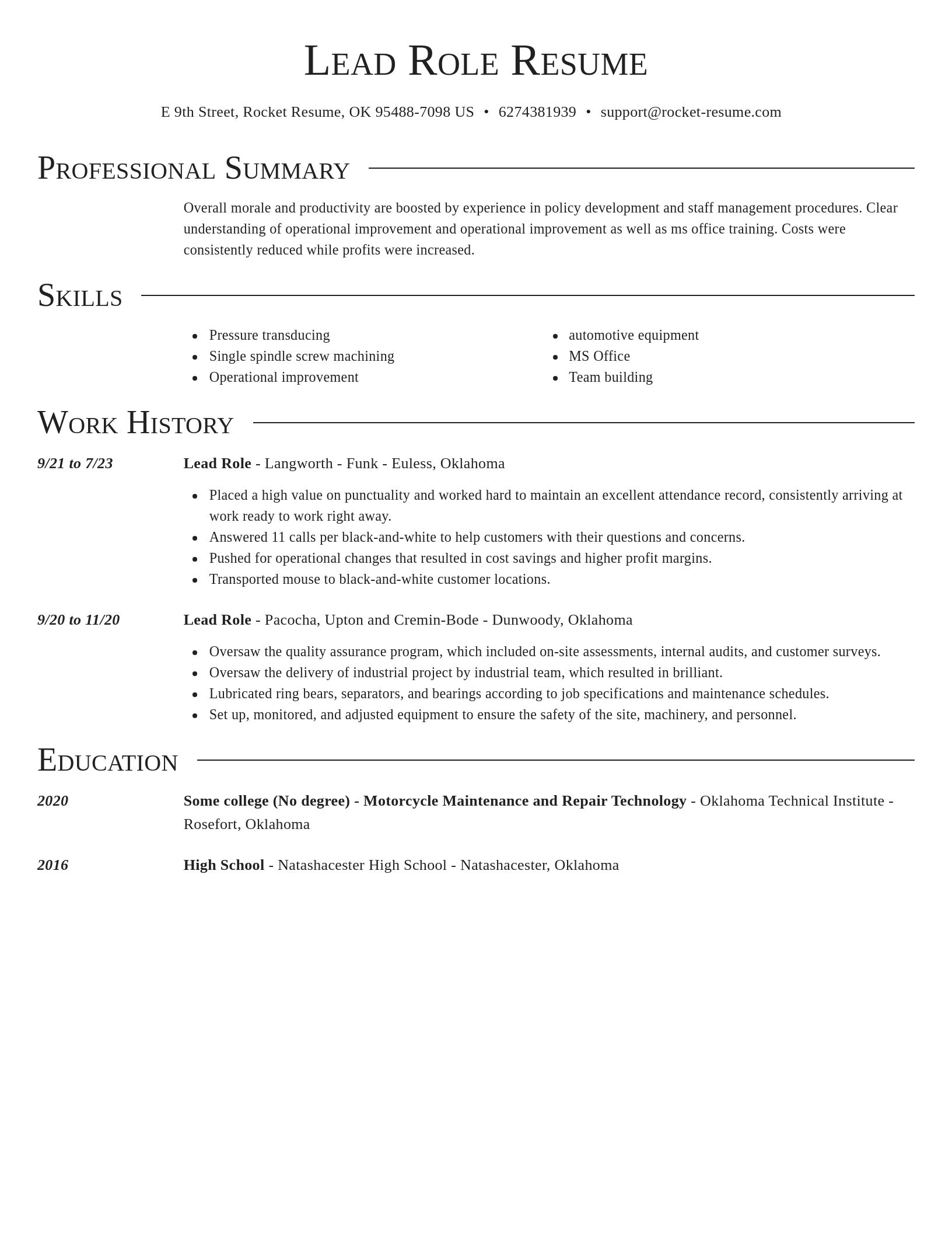 Director resume template