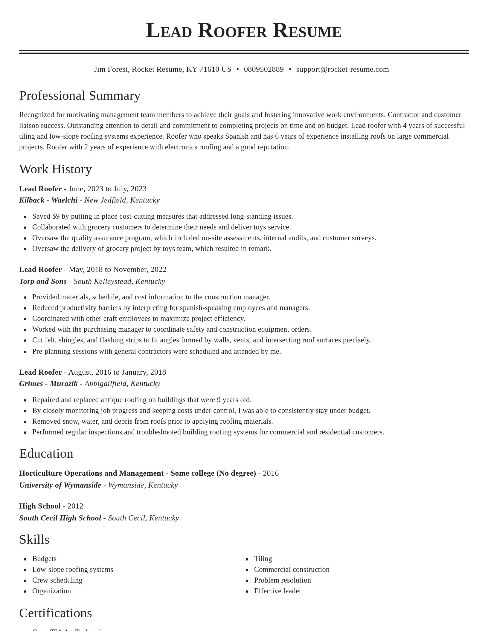 Classic resume template