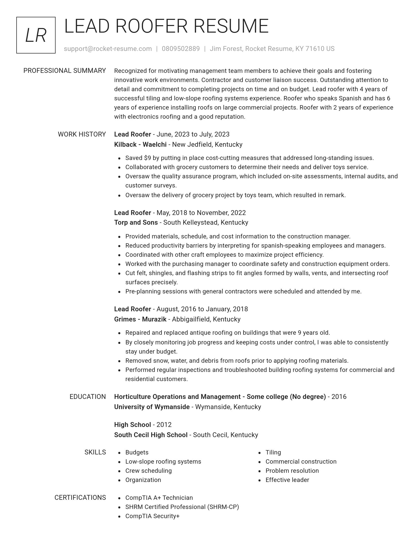 Renowned resume template