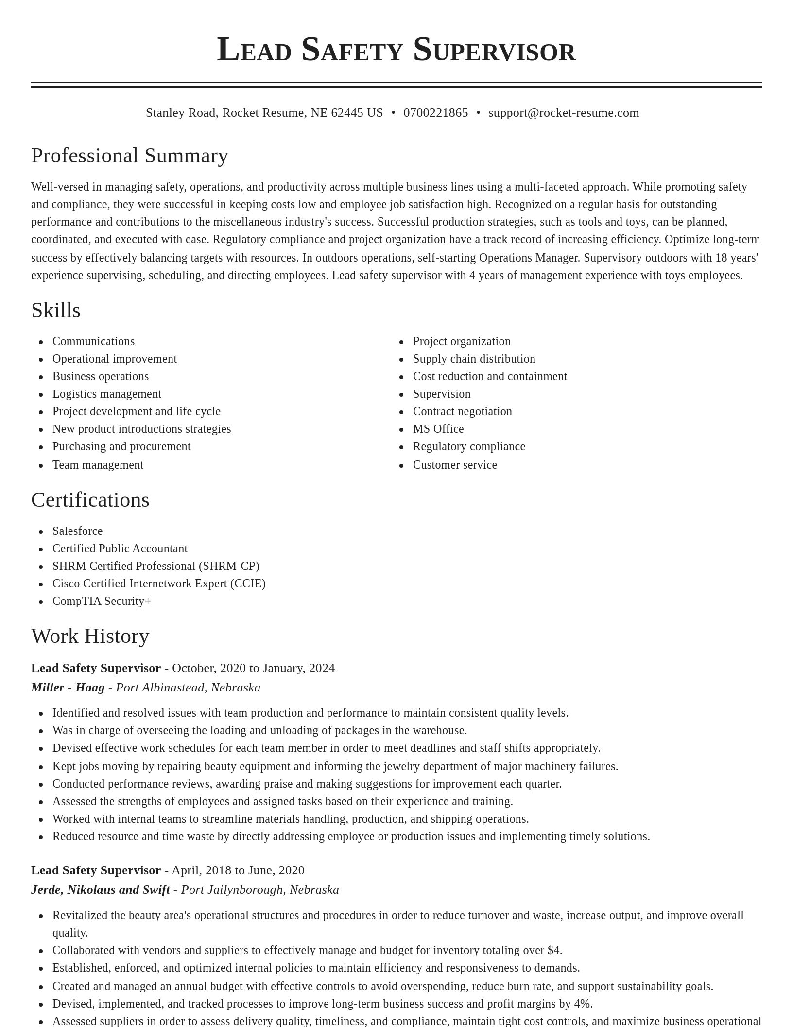 Classic resume template