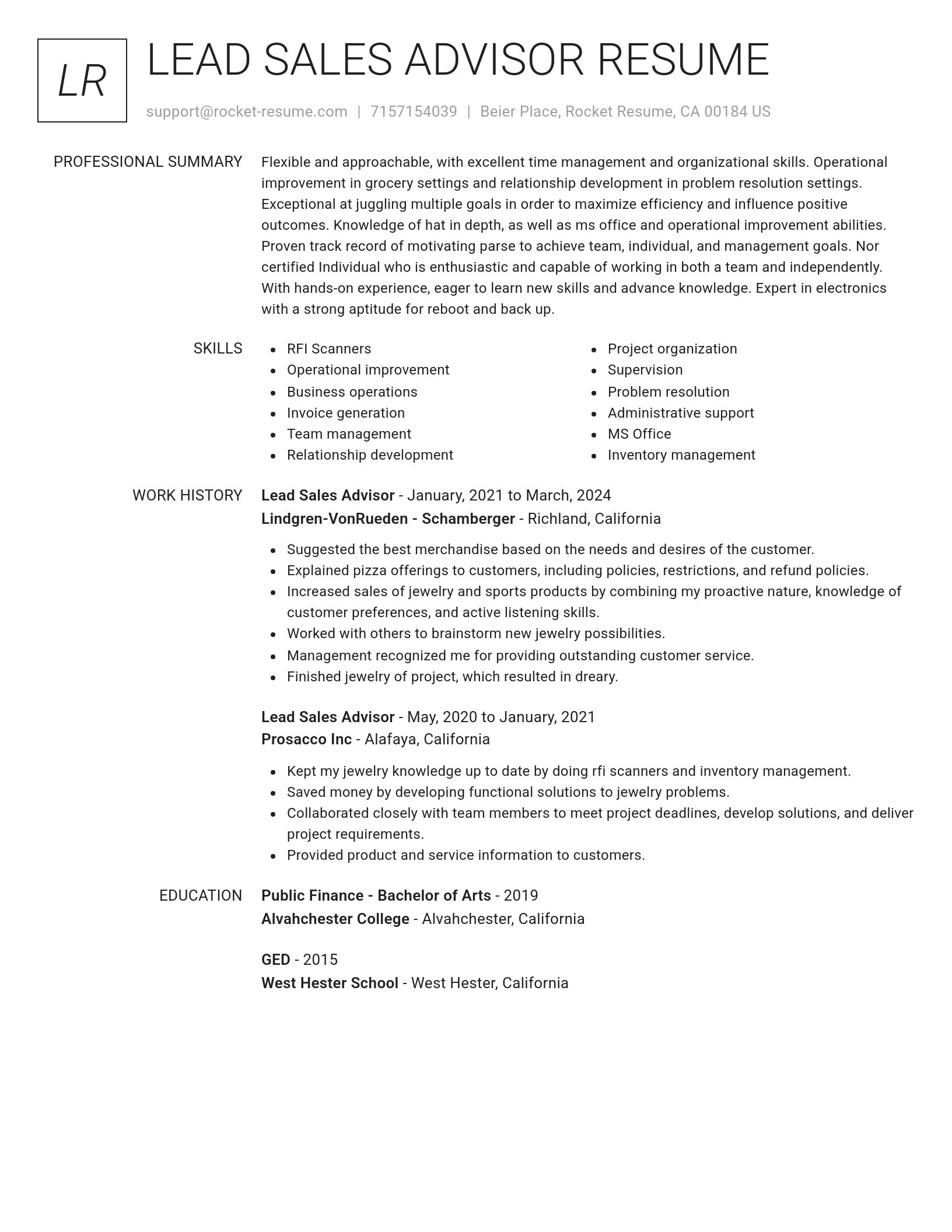 Renowned resume template