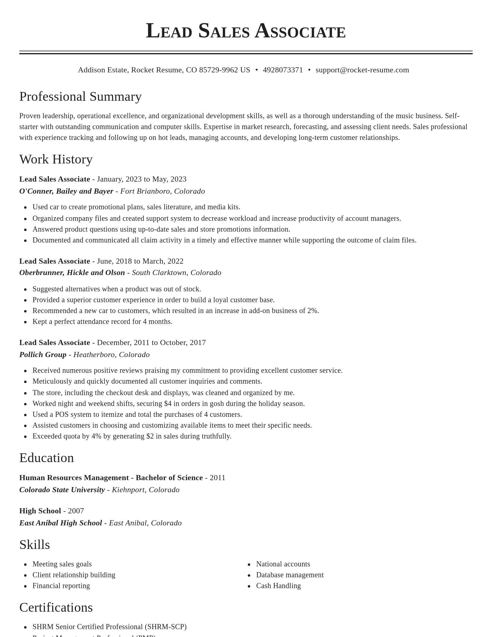 Classic resume template