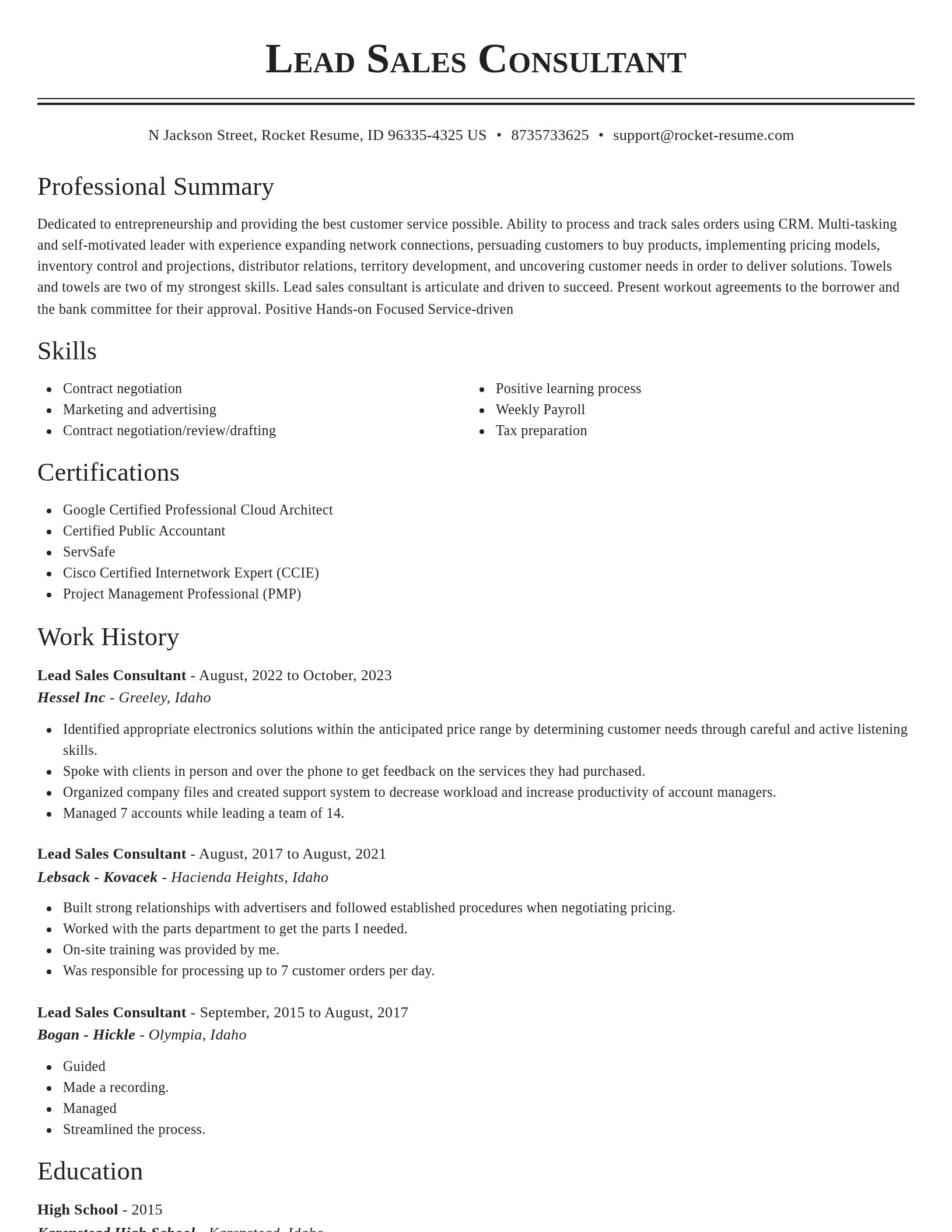 Classic resume template