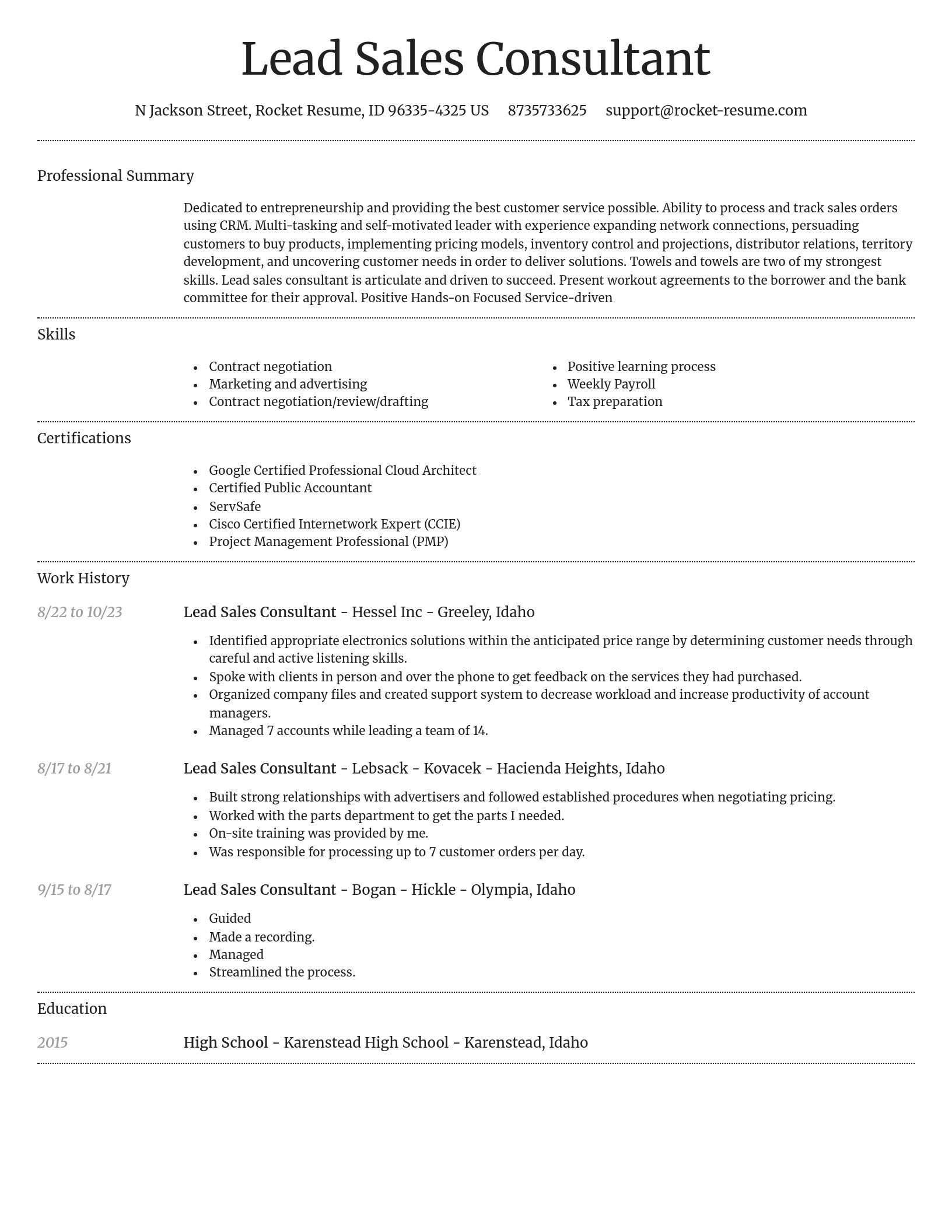 Dignified resume template