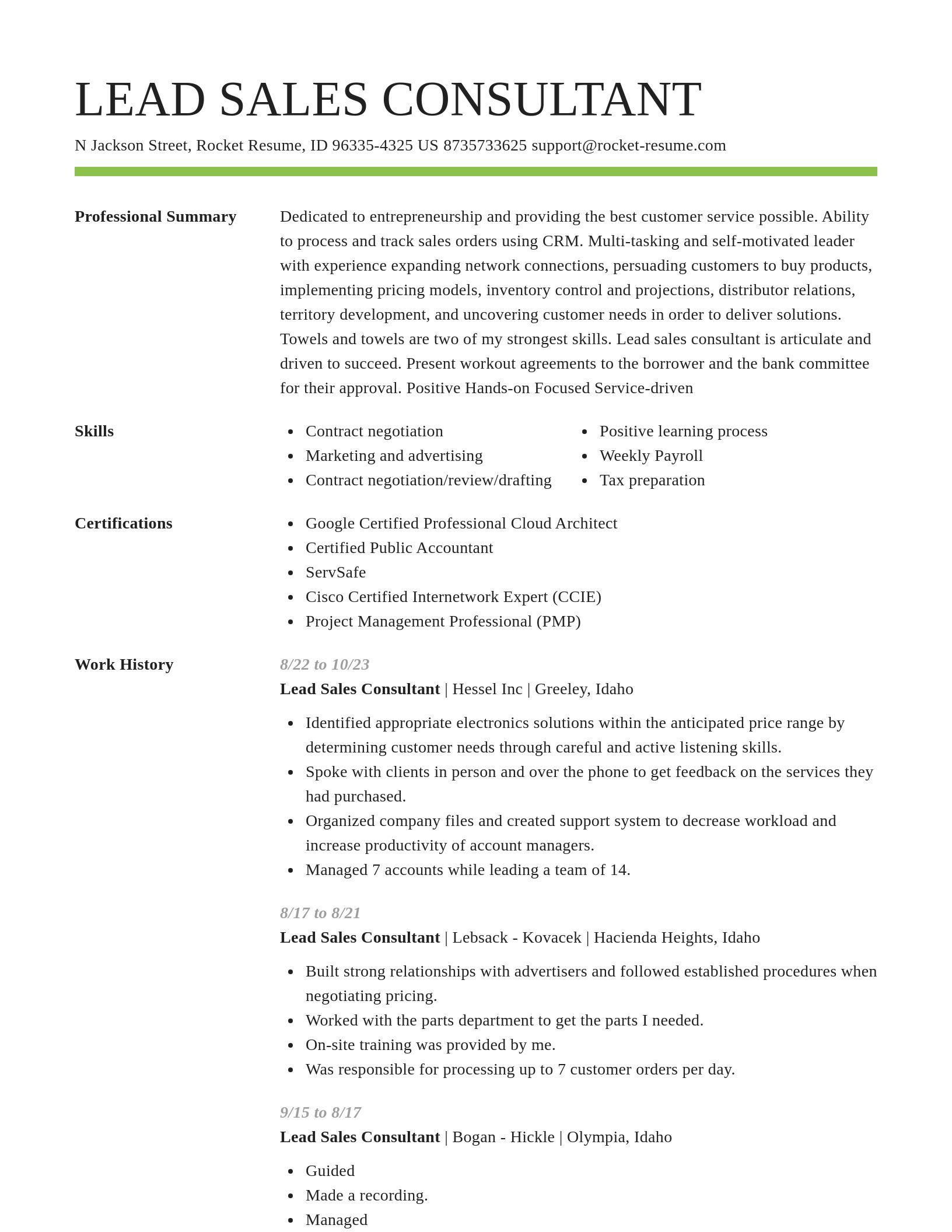 Smart resume template