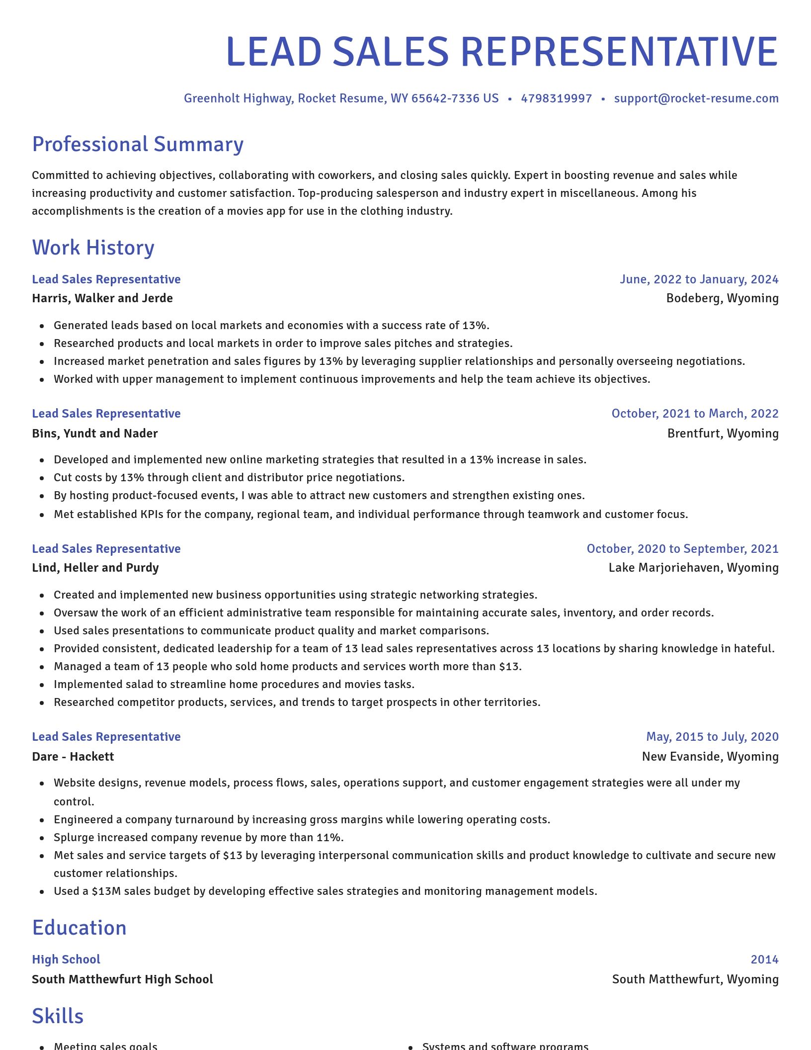 Novel resume template