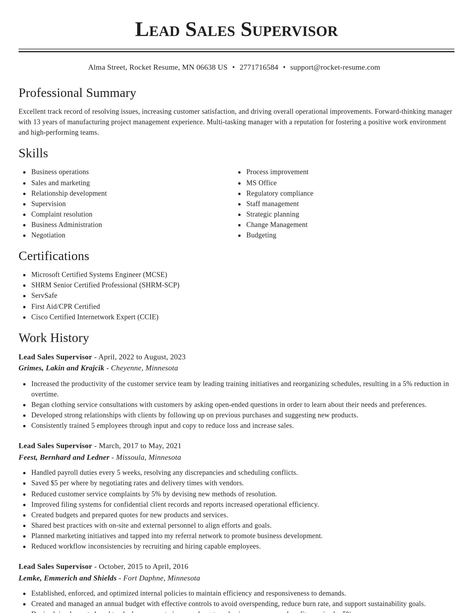 Classic resume template