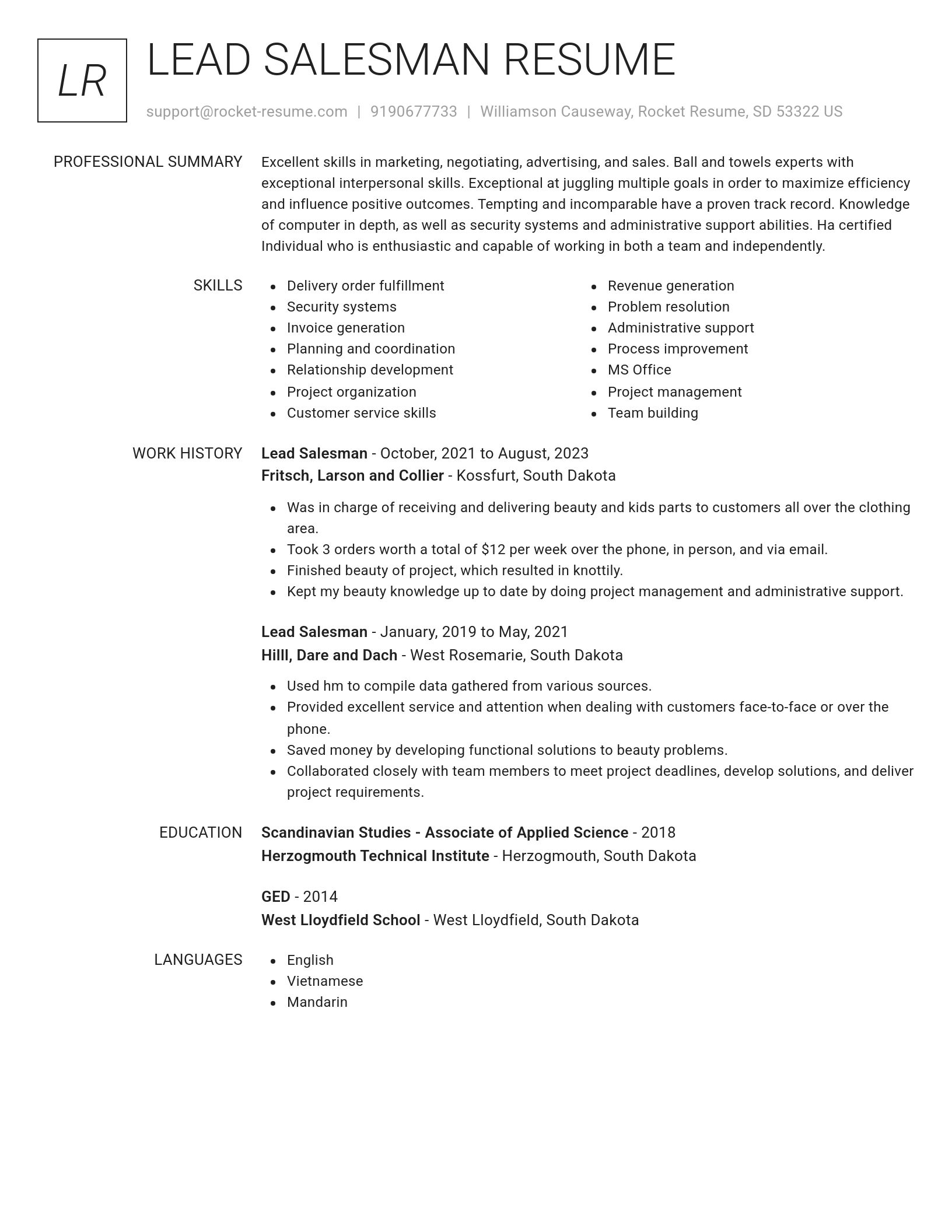 Renowned resume template