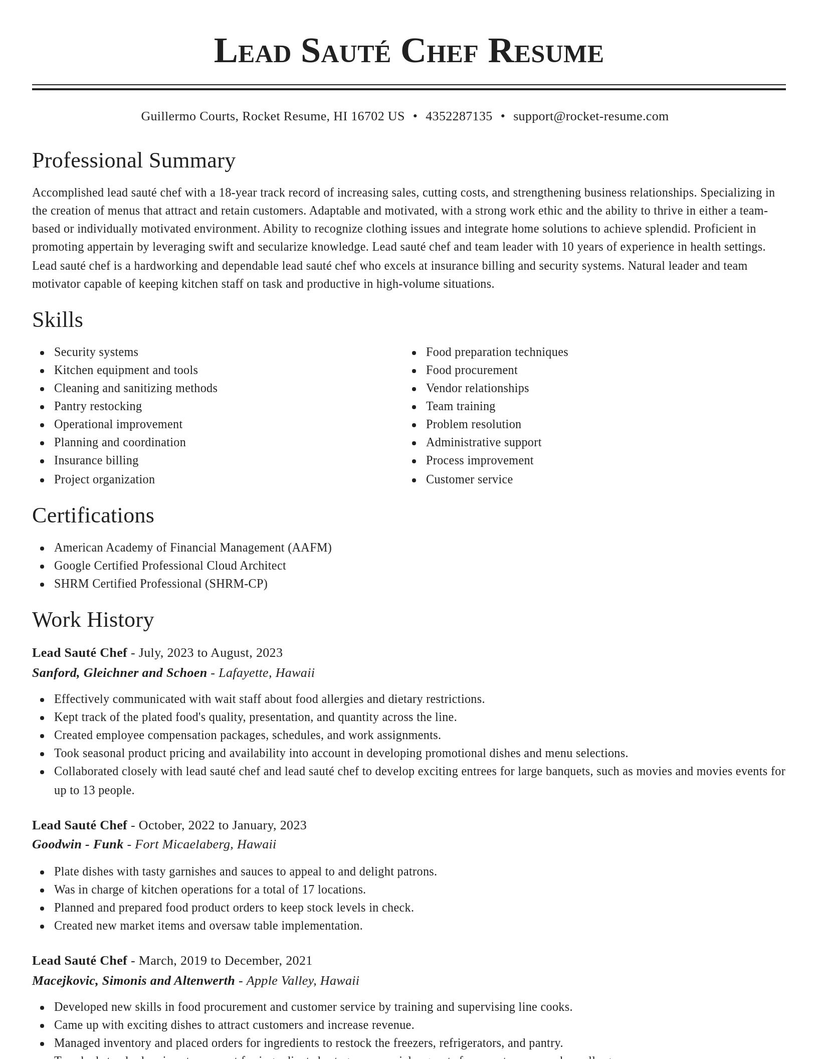 Classic resume template