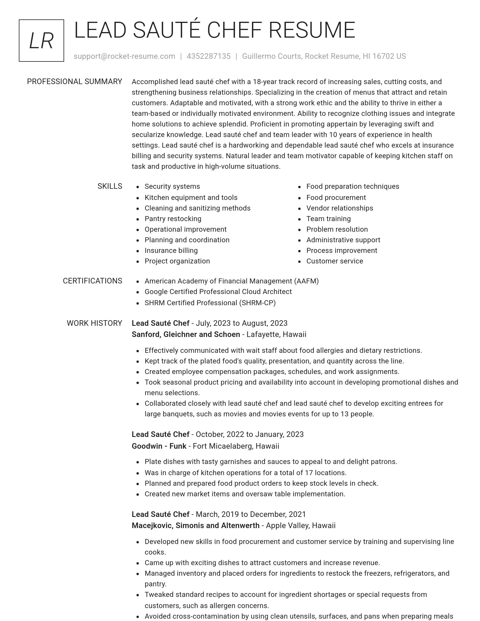 Renowned resume template