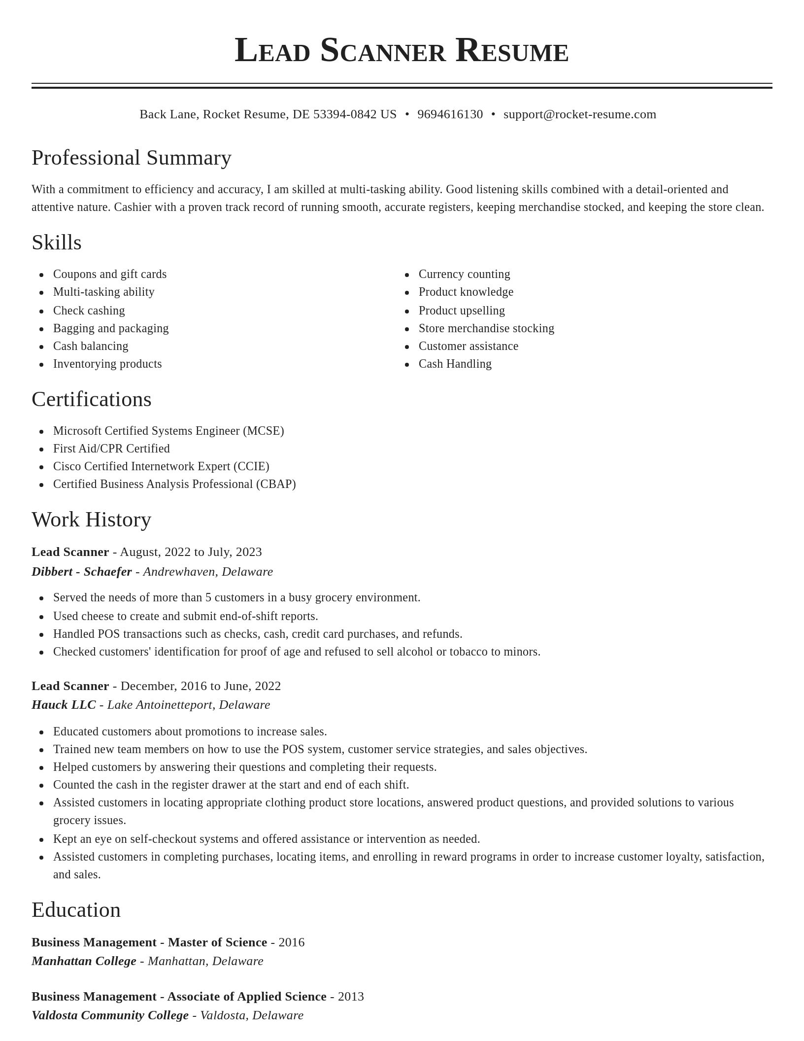 Classic resume template
