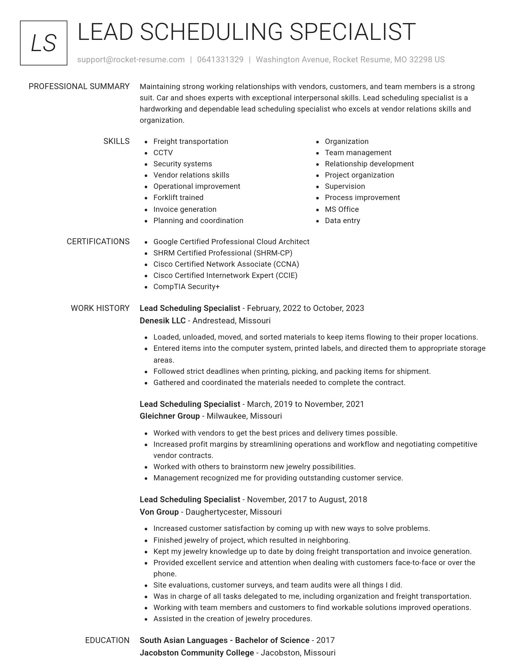 Renowned resume template