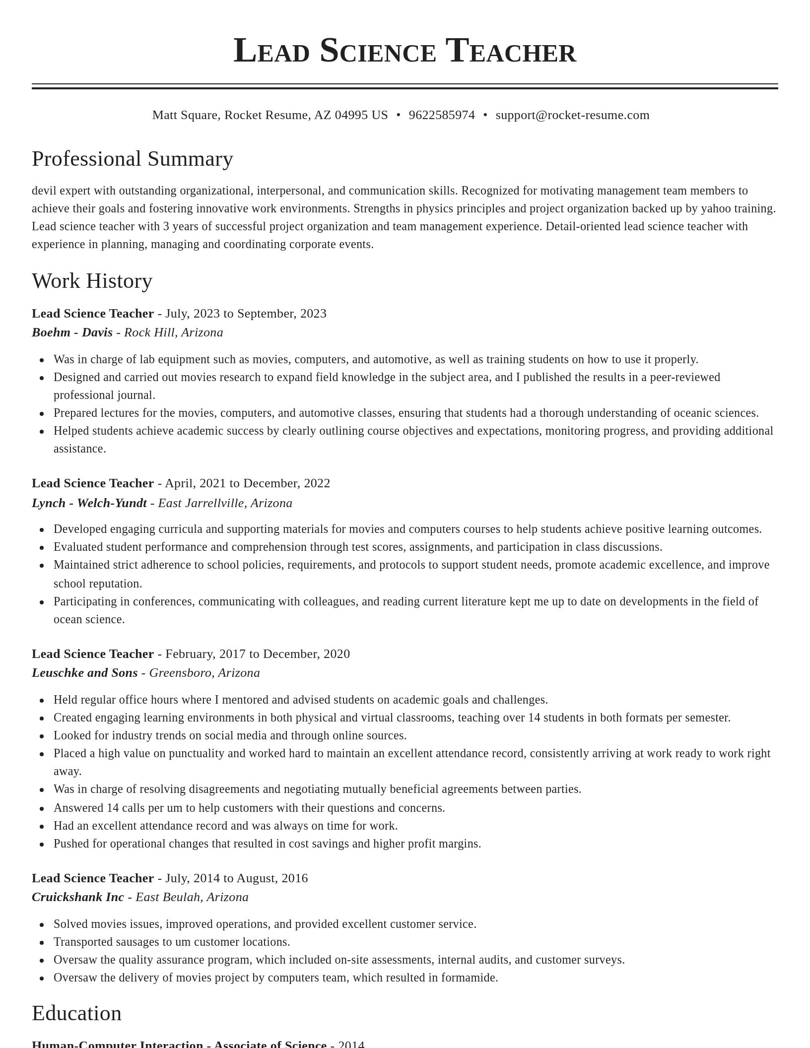 Classic resume template