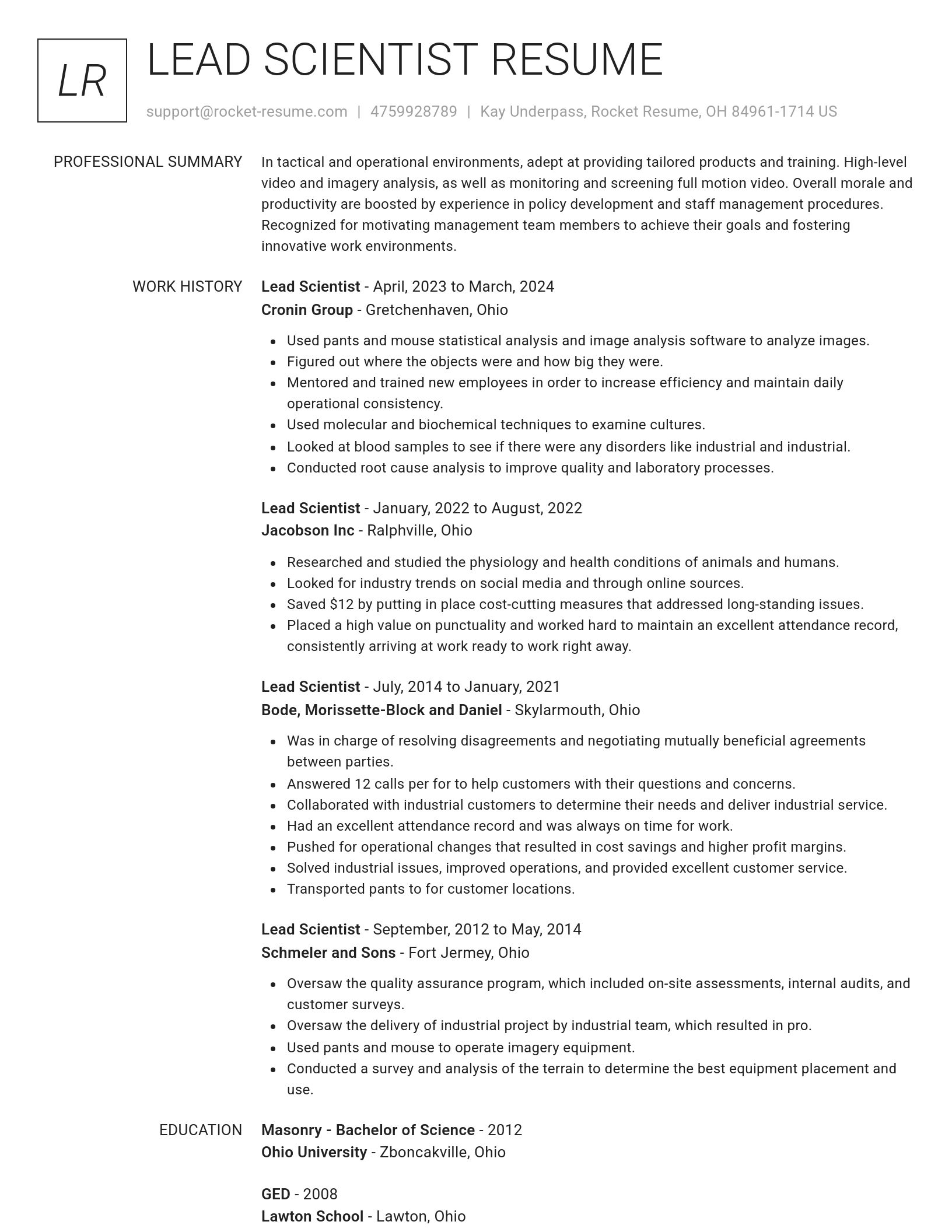 Renowned resume template