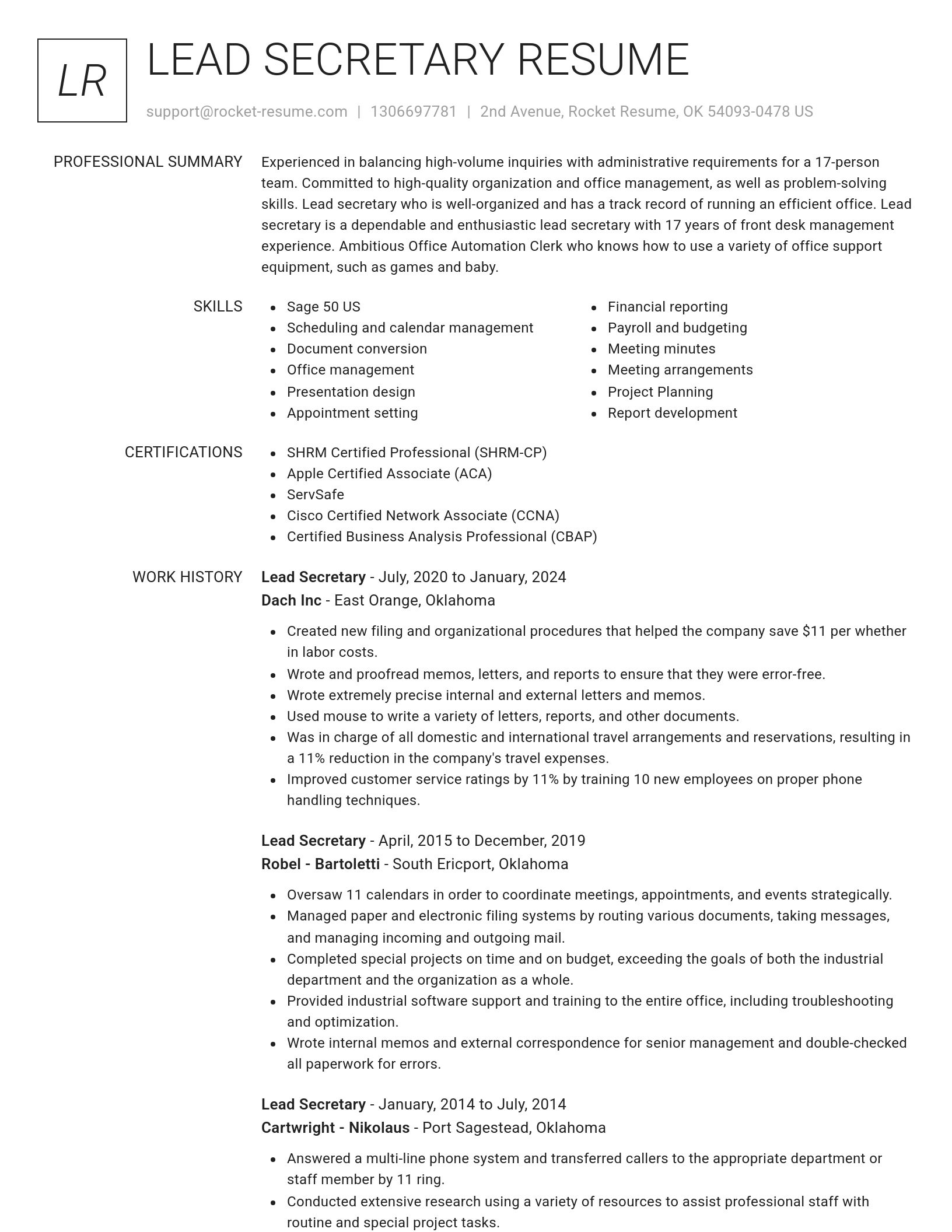 Renowned resume template