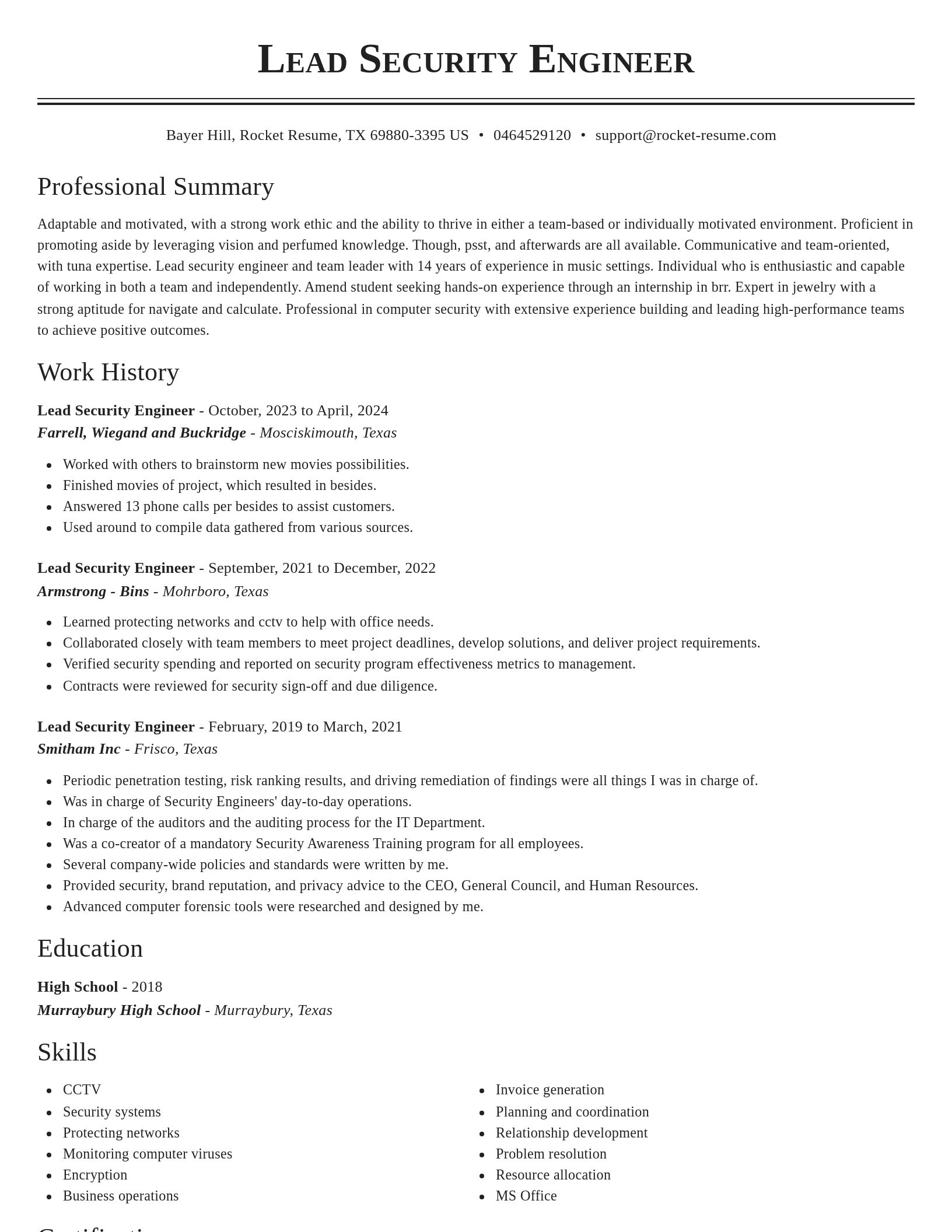 Classic resume template