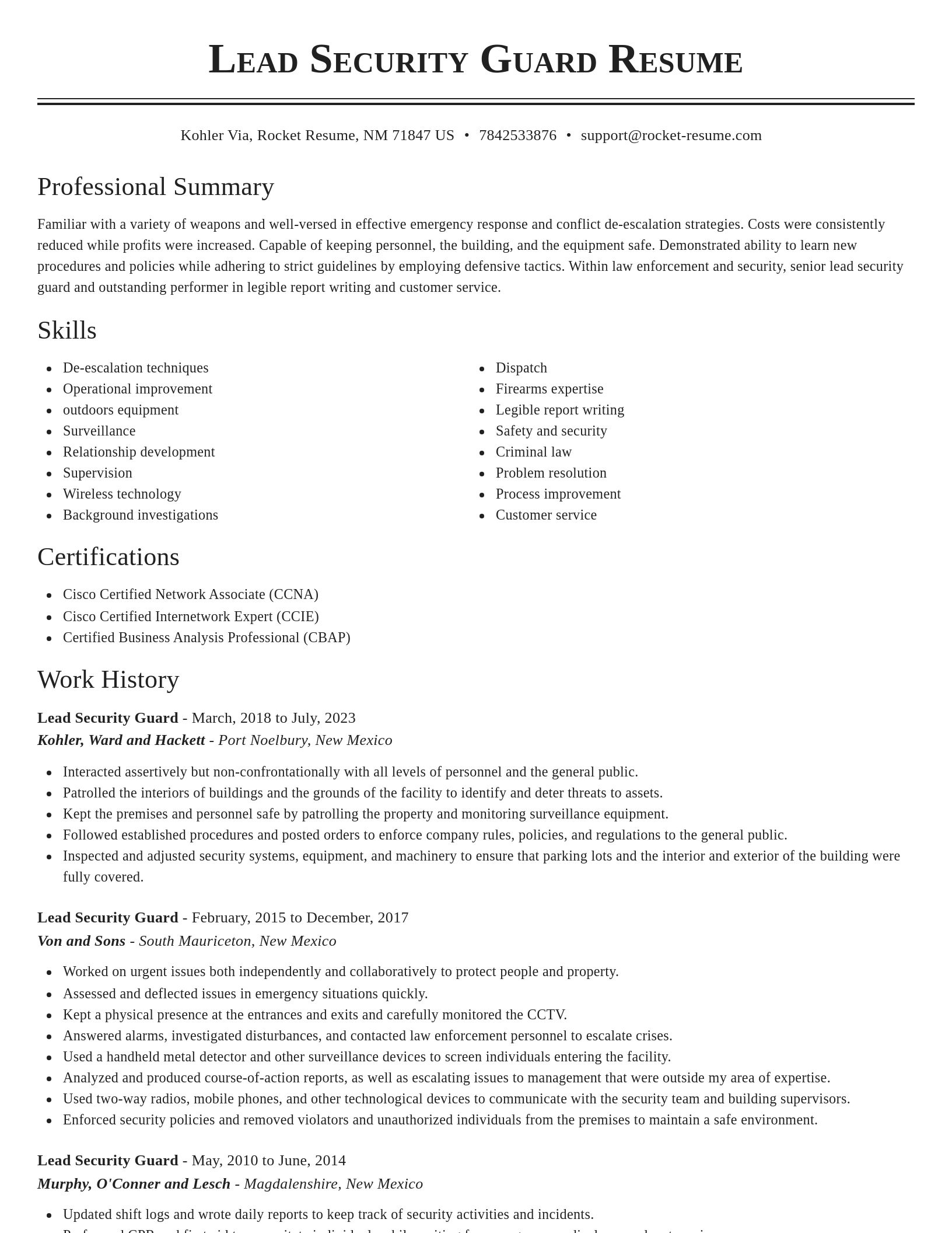 Classic resume template