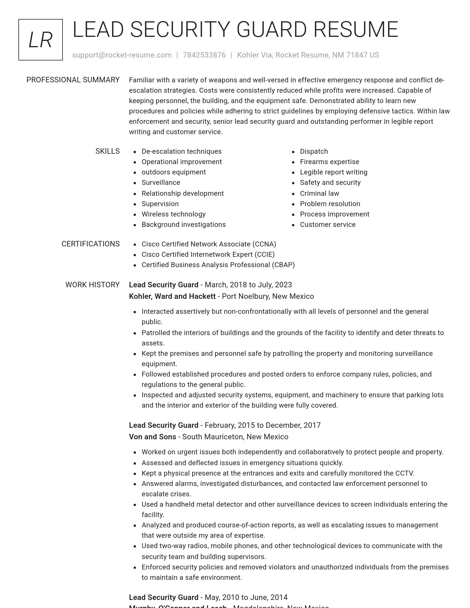 Renowned resume template