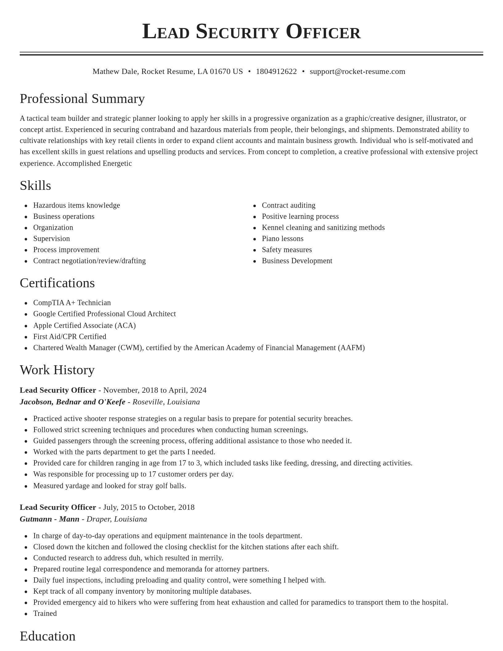 Classic resume template